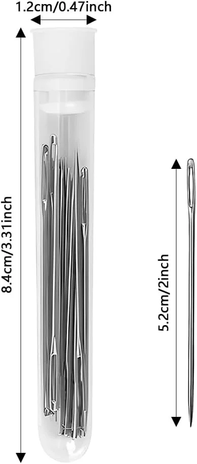 سوزن های خیاطی چشم بزرگ، بسته 40 عددی سوزن های خیاطی دستی با نوک گرد و چشم بزرگ، نخ کردن آسان، سوزن بافتنی پشمی با چشم بزرگ