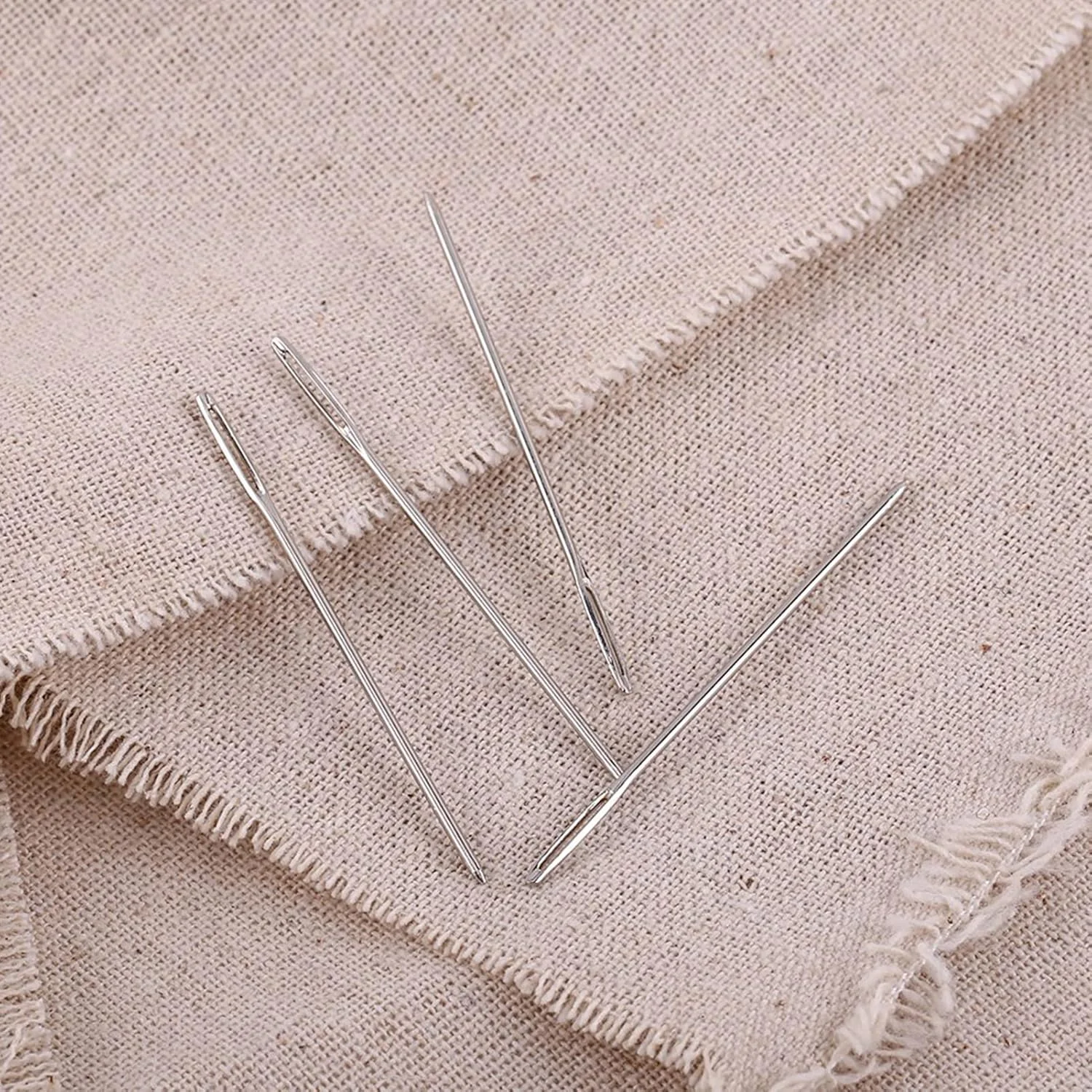 سوزن های خیاطی چشم بزرگ 20 عددی، سوزن های گلدوزی با نخ آسان برای خیاطی دستی نقره ای طول 52 میلی متر