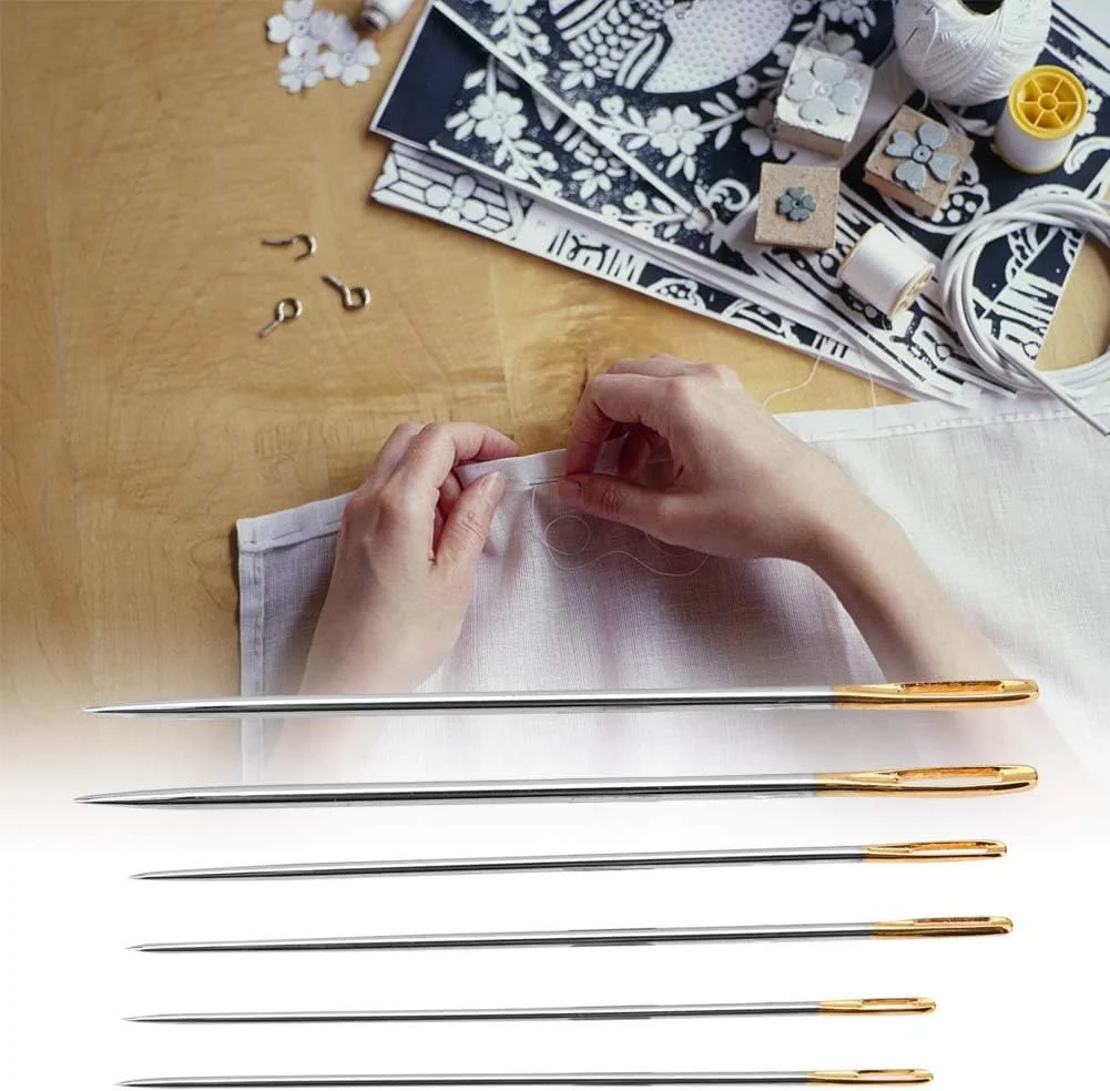 سوزن خیاطی، کیت خیاطی 6 عددی 5.7/6.2/6.9 سانتی متر مجموعه سوزن خیاطی دستی تعمیرات خانگی لباس بافتنی دستی سوزن فولاد کربنی سوزن خیاطی دستی برای پروژه های هنری و صنایع دستی