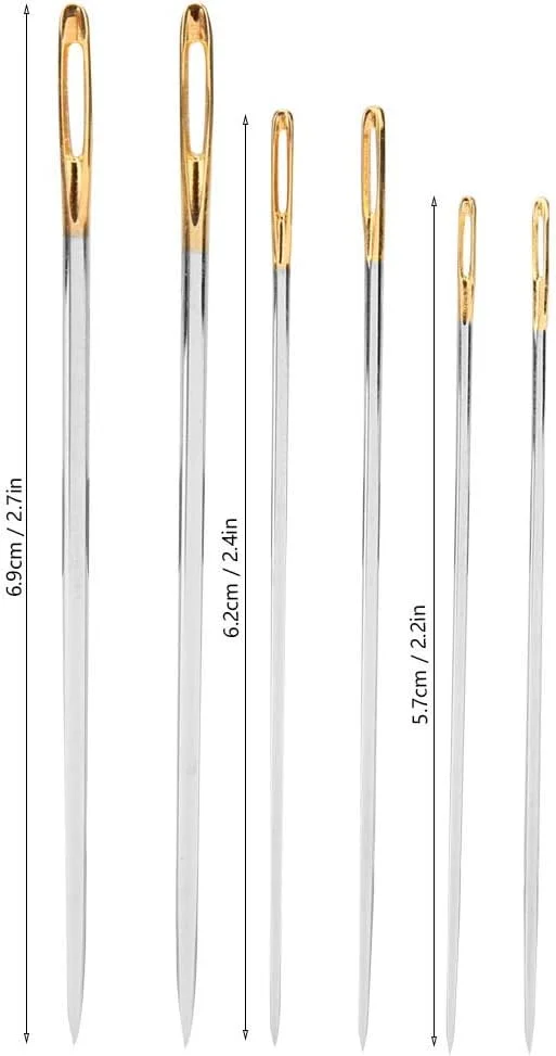 سوزن خیاطی، کیت خیاطی 6 عددی 5.7/6.2/6.9 سانتی متر مجموعه سوزن خیاطی دستی تعمیرات خانگی لباس بافتنی دستی سوزن فولاد کربنی سوزن خیاطی دستی برای پروژه های هنری و صنایع دستی