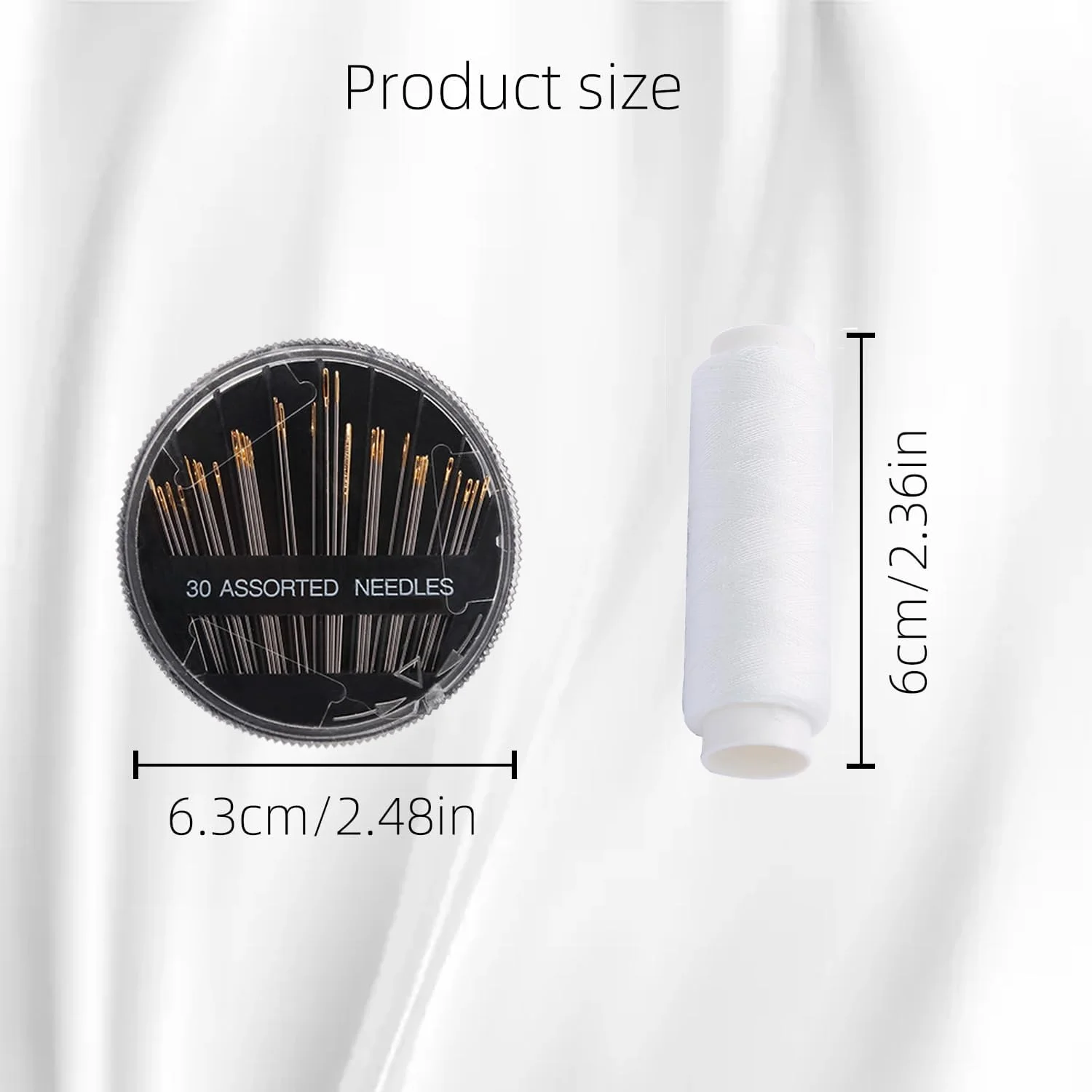 30 سوزن خیاطی + 2 قرقره نخ مشکی | کیت خیاطی دستی | سوراخ های بزرگ شده (2) 30 سوزن خیاطی + 2 قرقره نخ مشکی | کیت خیاطی دستی | سوراخ های بزرگ شده (2)