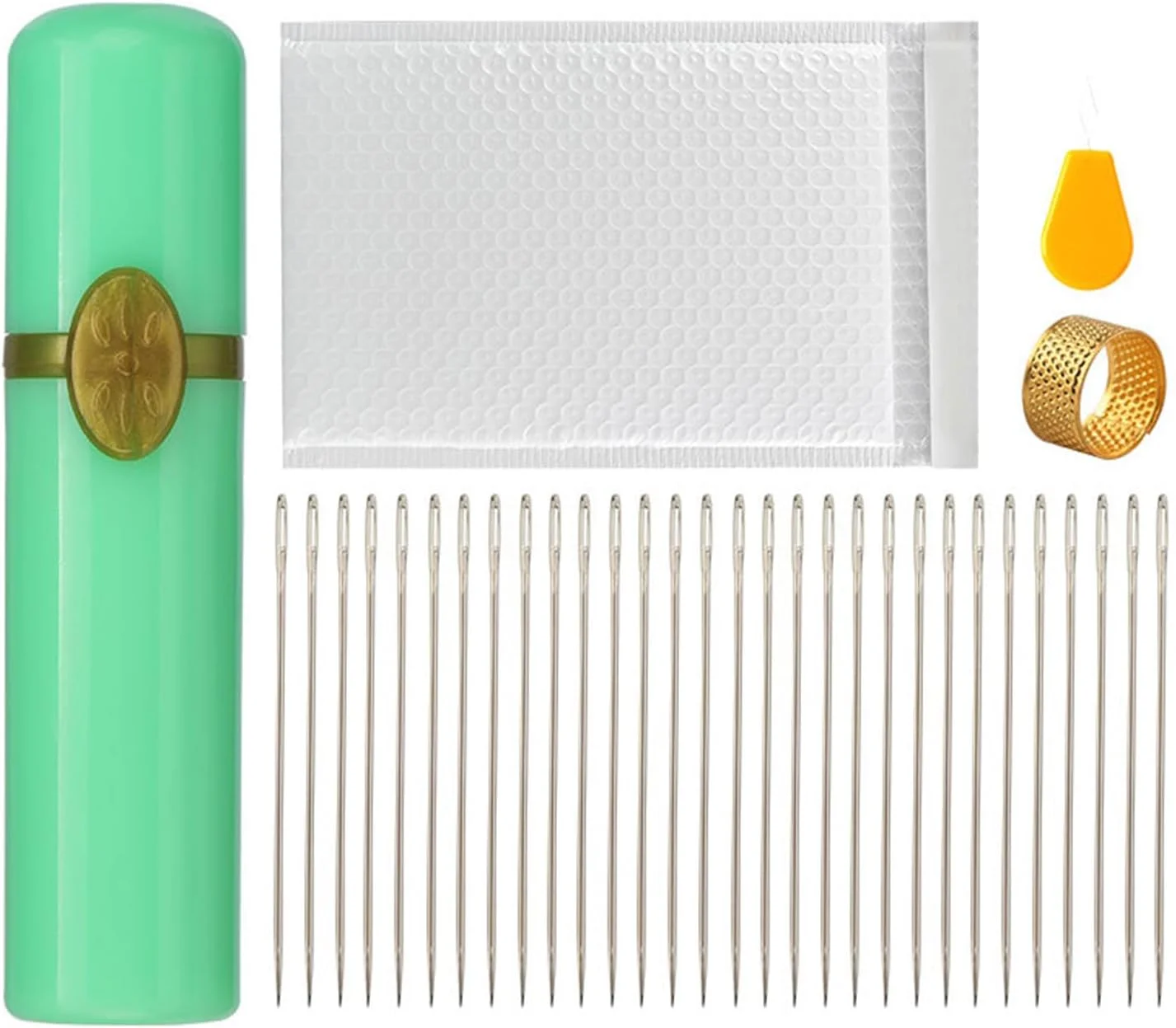 ست سوزن خیاطی دستی چشم بزرگ، سوزن بخیه، انگشتانه خیاطی، سوزن نخ‌کن، سوزن گلدوزی برای صنایع دستی خیاطی