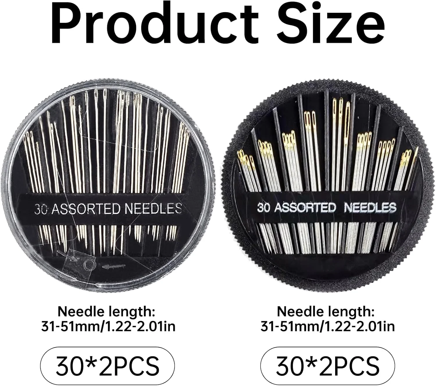 120 عدد سوزن خیاطی، سوزن گلدوزی، سوزن برای خیاطی، سوزن های خیاطی دستی، مناسب برای گلدوزی، خیاطی (طلایی و نقره ای سایز 1.26'' -2.00'')