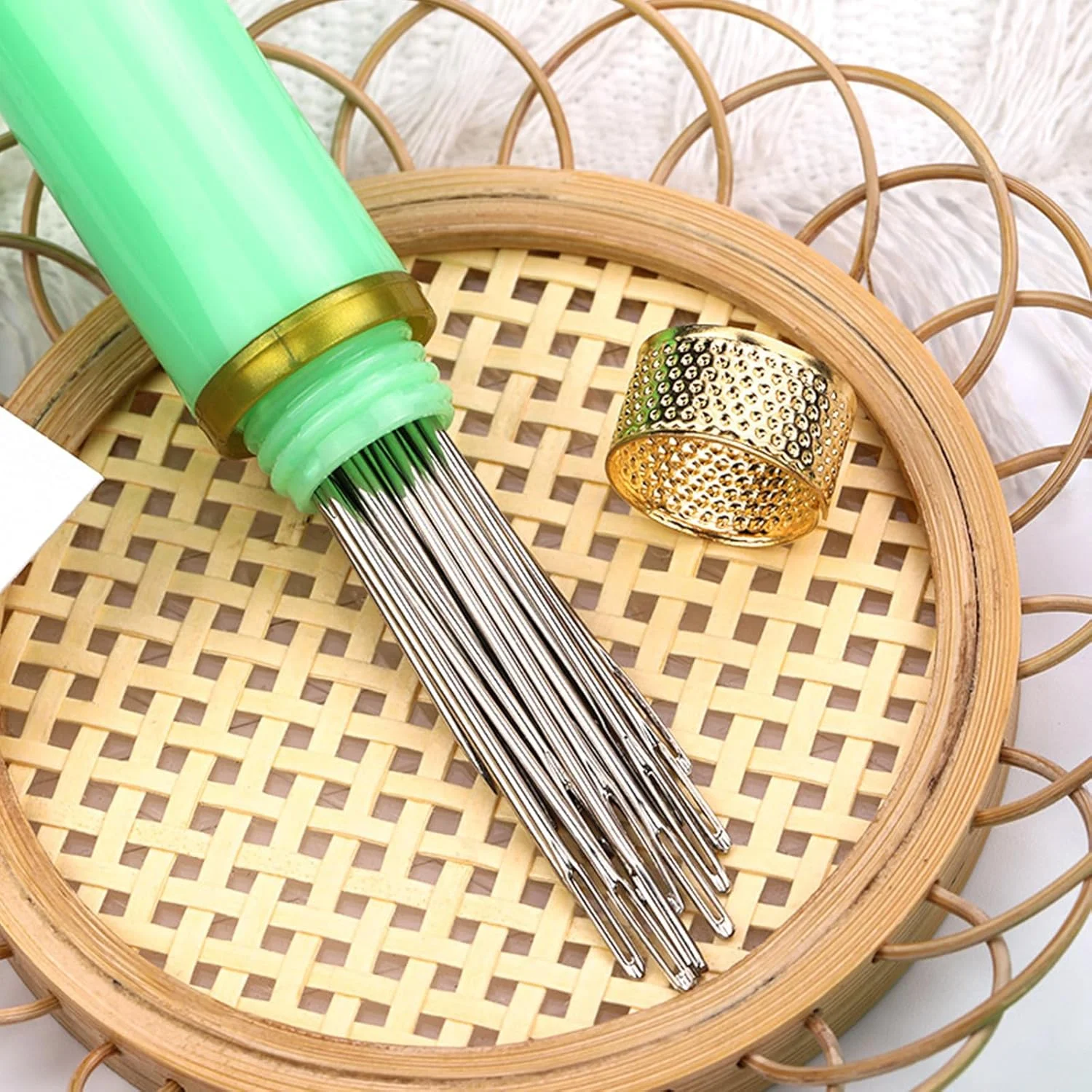 ست سوزن خیاطی دستی، سوزن بخیه چشم بزرگ، انگشتانه خیاطی، سوزن نخ‌کن، سوزن گلدوزی برای صنایع دستی خیاطی