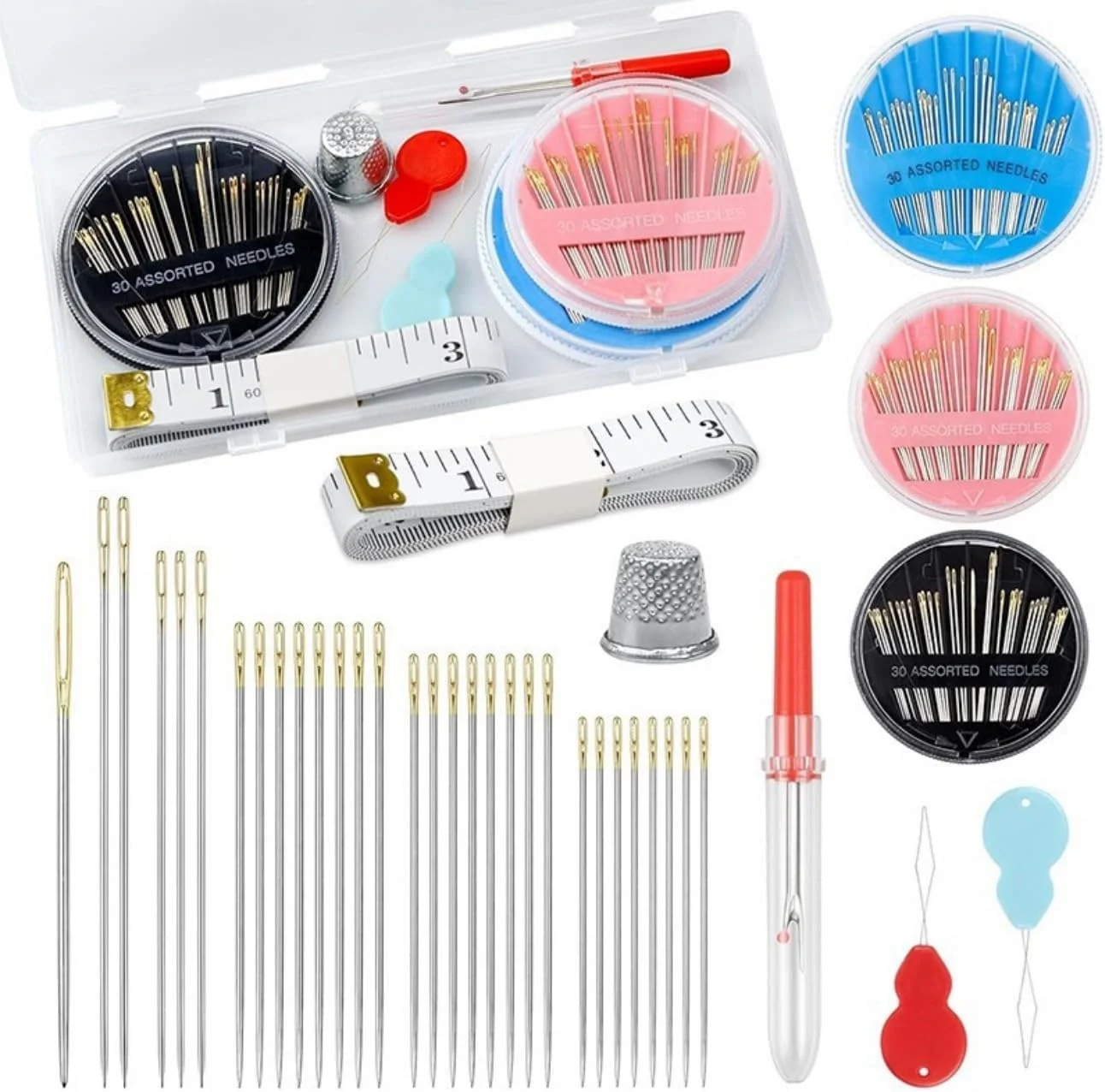ست سوزن خیاطی دستی 90 عددی، ست سوزن خیاطی دسته دار، سوزن های گلدوزی در اندازه های مختلف مناسب برای خیاطی دستی (ست سوزن خیاطی دستی)
