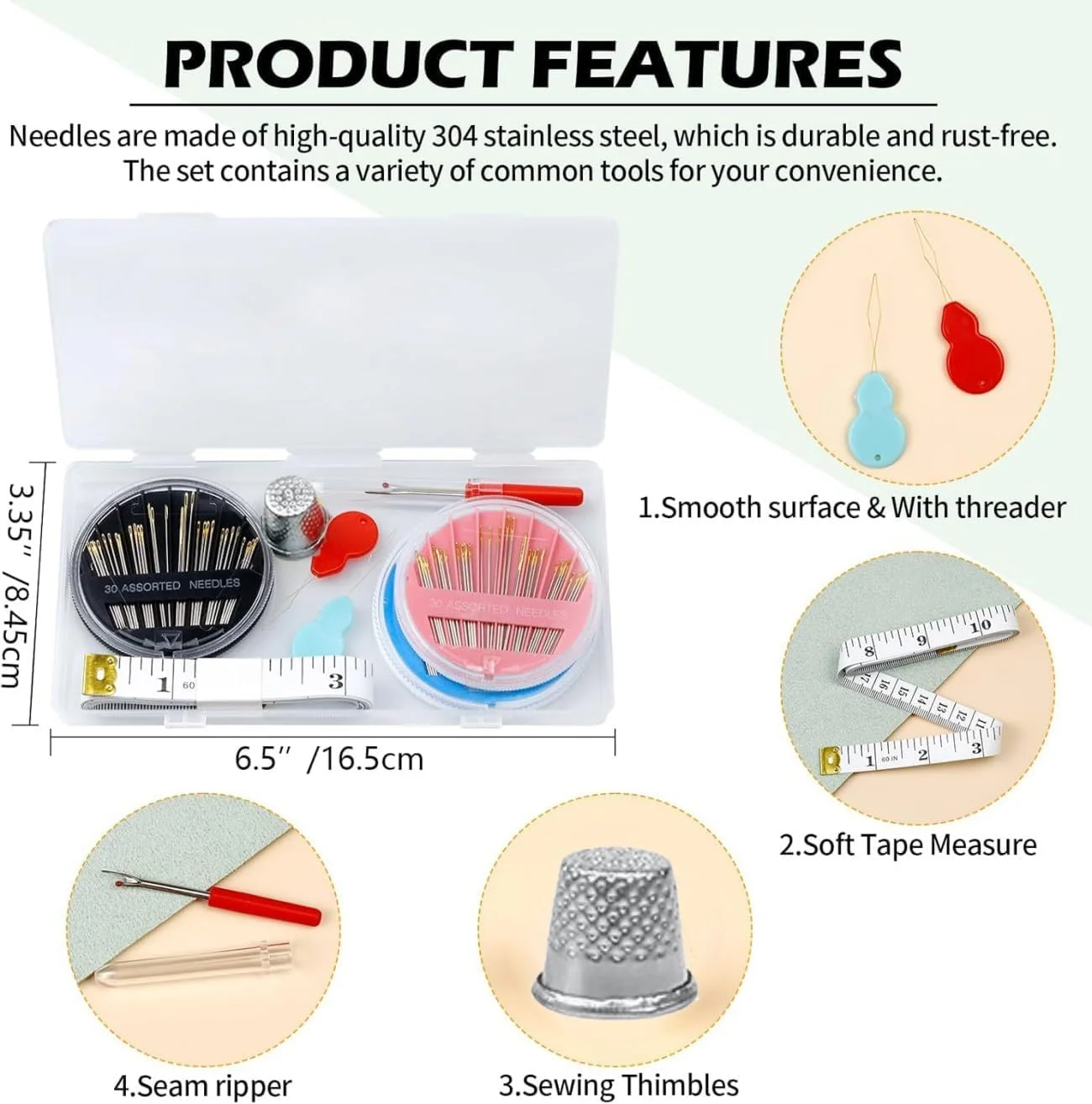 ست سوزن خیاطی دستی 90 عددی، ست سوزن خیاطی دسته دار، سوزن های گلدوزی در اندازه های مختلف مناسب برای خیاطی دستی (ست سوزن خیاطی دستی)