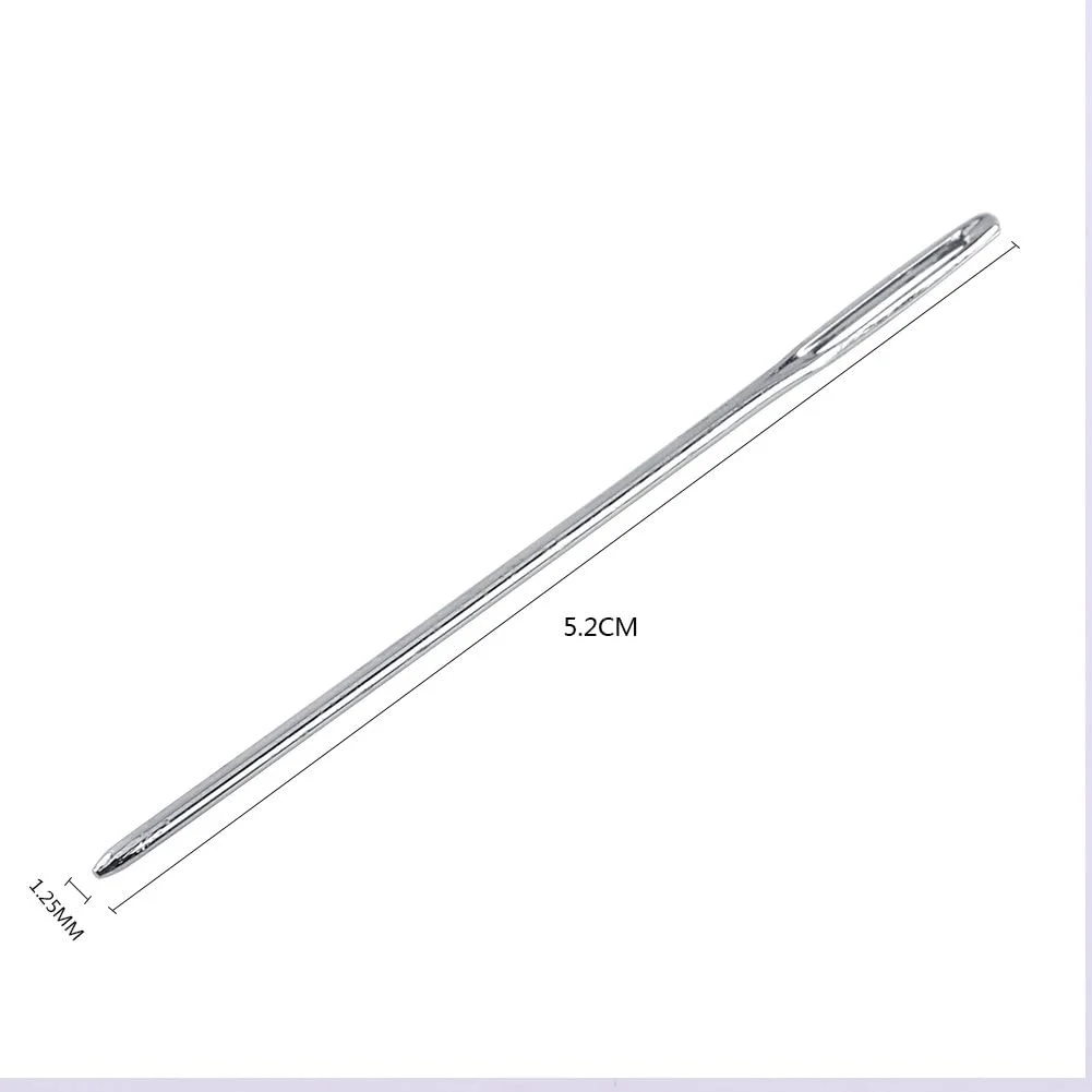 20 عدد سوزن خیاطی چشم بزرگ نقره ای، سوزن های لحاف دوزی با نوک گرد و چشم بزرگ برای گلدوزی خیاطی، طول 52 میلی متر