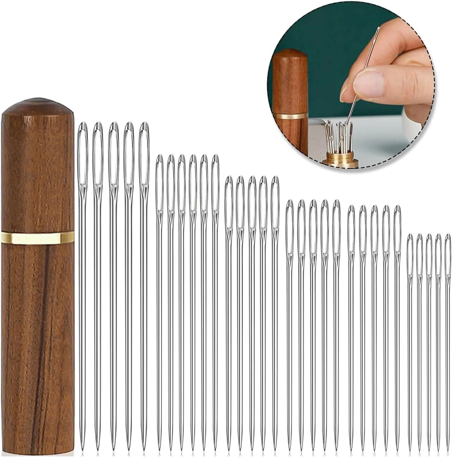 30 عدد سوزن خیاطی دستی چشم بزرگ، سوزن گلدوزی، ابزار بافتنی و دوخت آسان