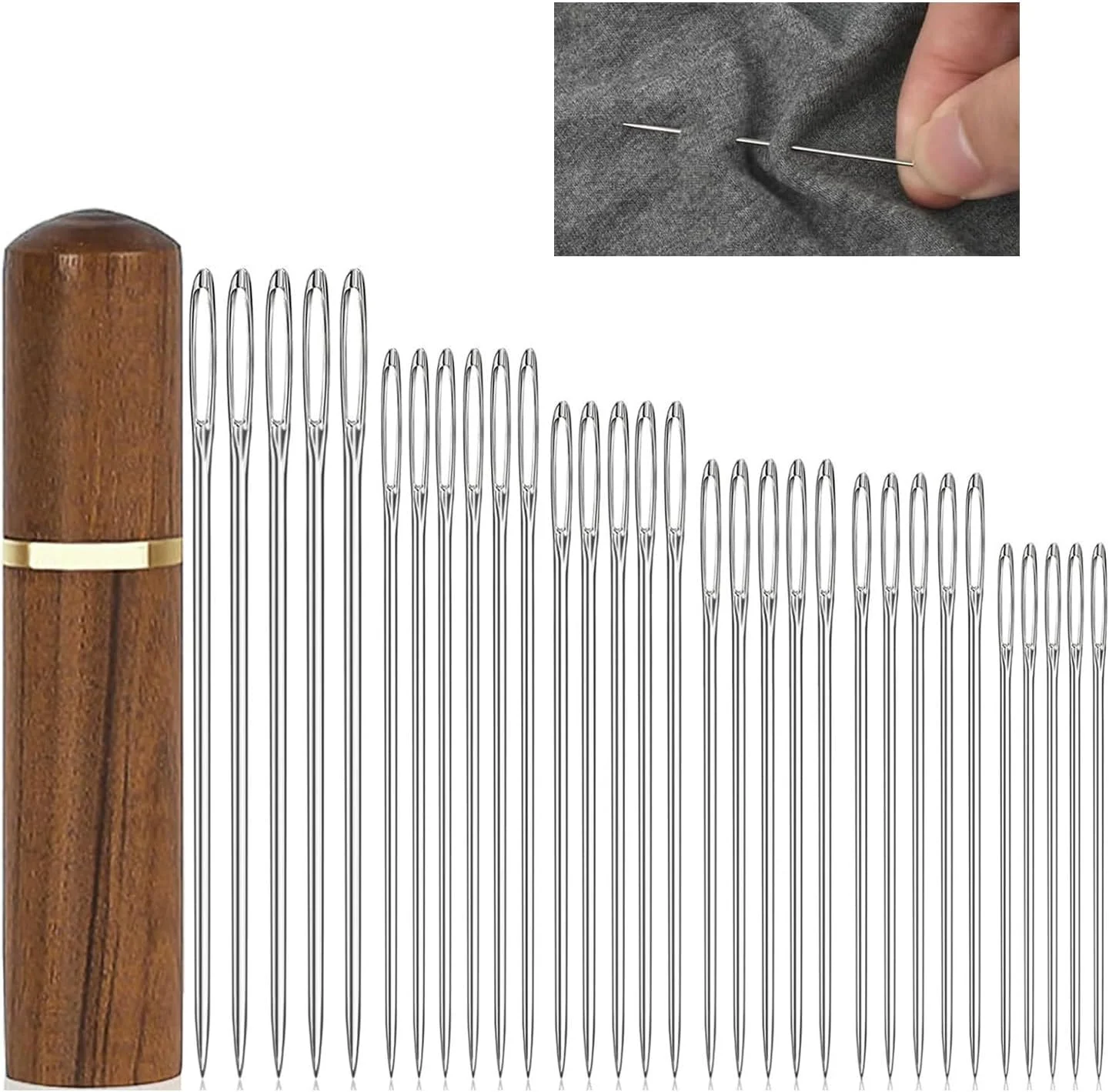 30 عدد سوزن خیاطی دستی چشم بزرگ، سوزن گلدوزی، ابزار بافتنی و دوخت آسان