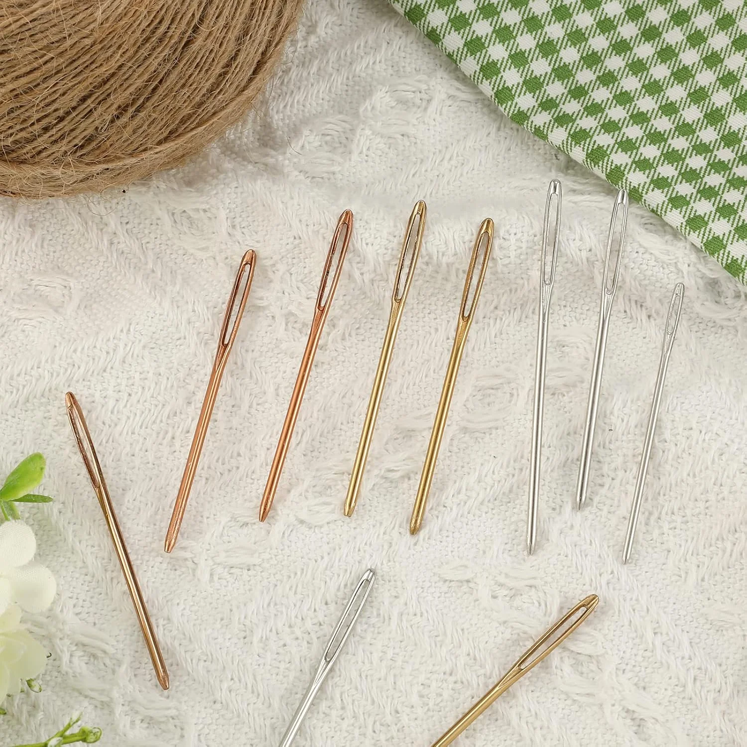 سوزن های ضخیم ته گرد ساویتا، 18 عددی، 2 اینچ، 2.36 اینچ، 2.75 اینچ، سوزن های بافندگی نخ، سوزن های خیاطی ملیله دوزی، سوزن های بافندگی دستی پشمی فلزی برای پروژه های قلاب بافی (نقره ای)