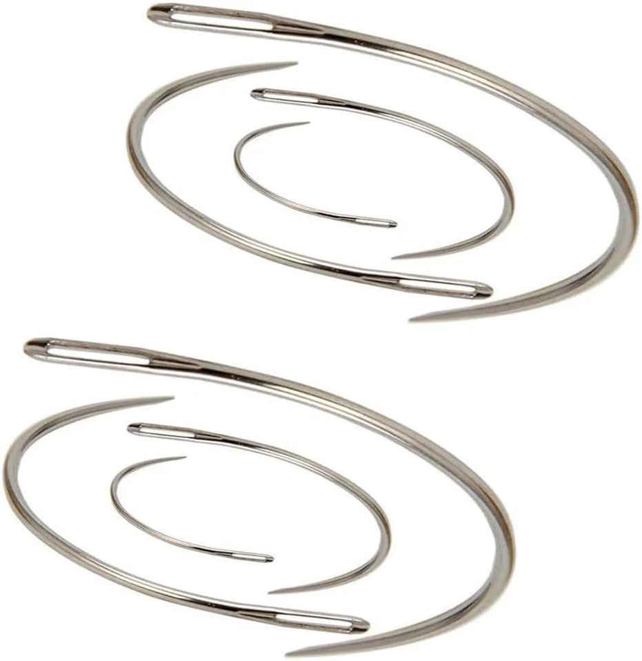 سوزن های خیاطی دستی چرمی خمیده SaiDian، 2 مجموعه، سایزهای 2'' / 2.5'' / 3 ''/ 3.5 ''، سوزن های نوع C برای تعمیر فرش، چرم، بوم، بافتنی و صنایع دستی