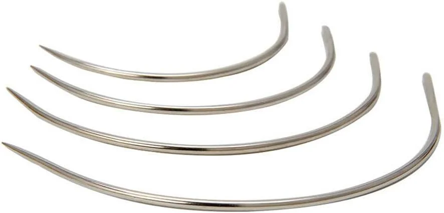 سوزن های خیاطی دستی چرمی خمیده SaiDian، 2 مجموعه، سایزهای 2'' / 2.5'' / 3 ''/ 3.5 ''، سوزن های نوع C برای تعمیر فرش، چرم، بوم، بافتنی و صنایع دستی