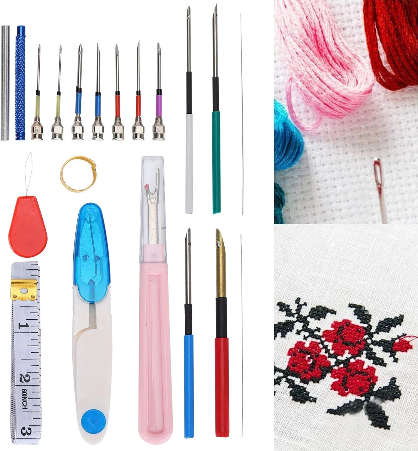 ست قلم گلدوزی حرفه ای RIZGHWOY برای کارهای دستی DIY، ابزار بافتنی سوزنی بادوام برای خیاطی، لوازم جانبی بافندگی برای لباس و دکوراسیون منزل