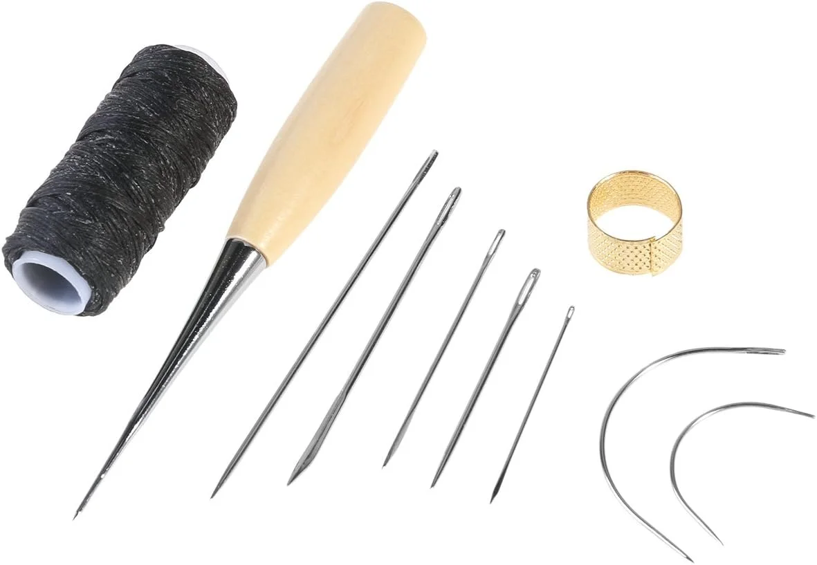 Rosenice ست سوزن و نخ خیاطی 10 عددی، کیت ابزار دوخت دستی چرم