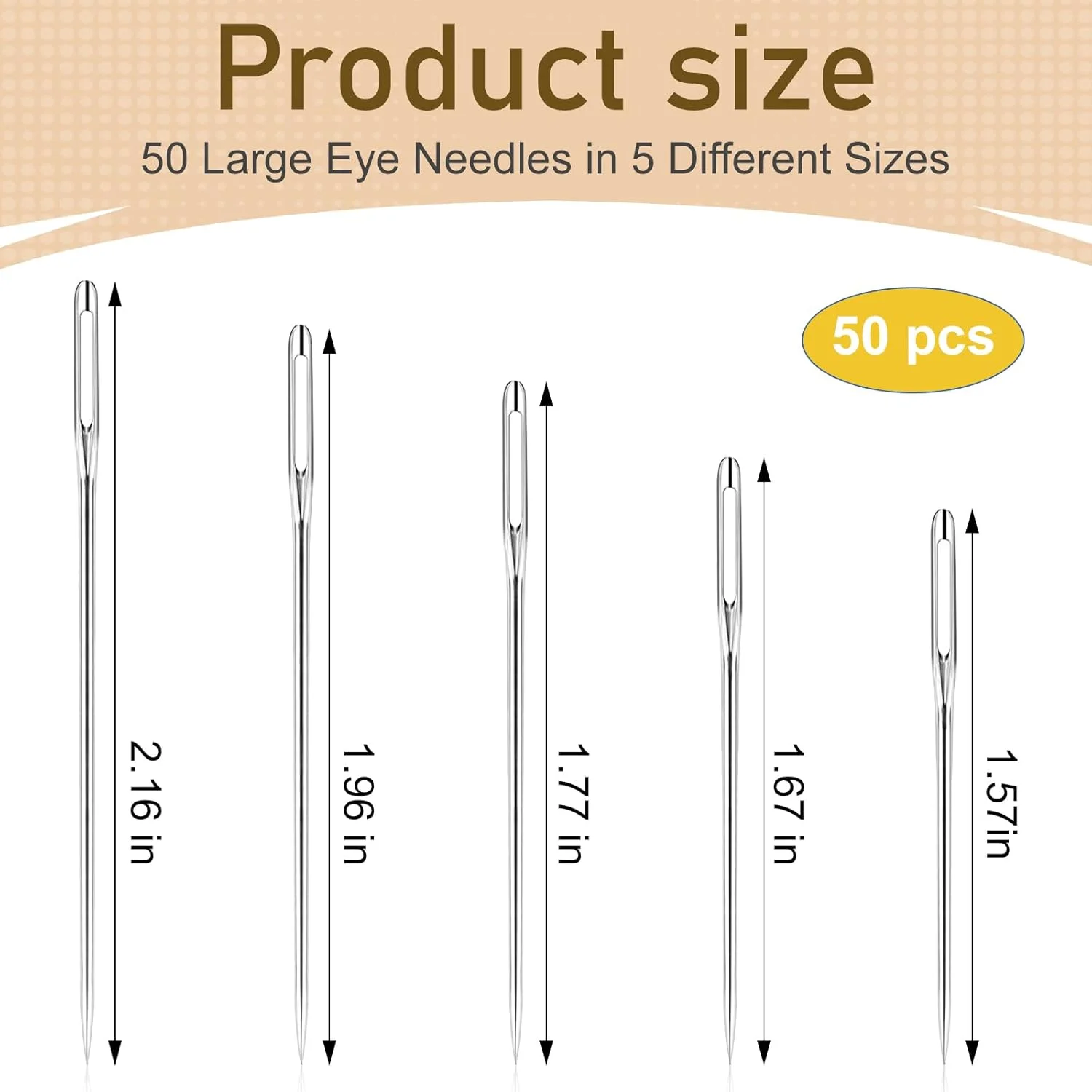 سوزن های گلدوزی دستی با کیفیت RITDVNI، 50 سوزن خیاطی برای تعمیرات خیاطی، سایزهای مختلف، سوزن های گلدوزی چشم بزرگ برای خیاطی دستی