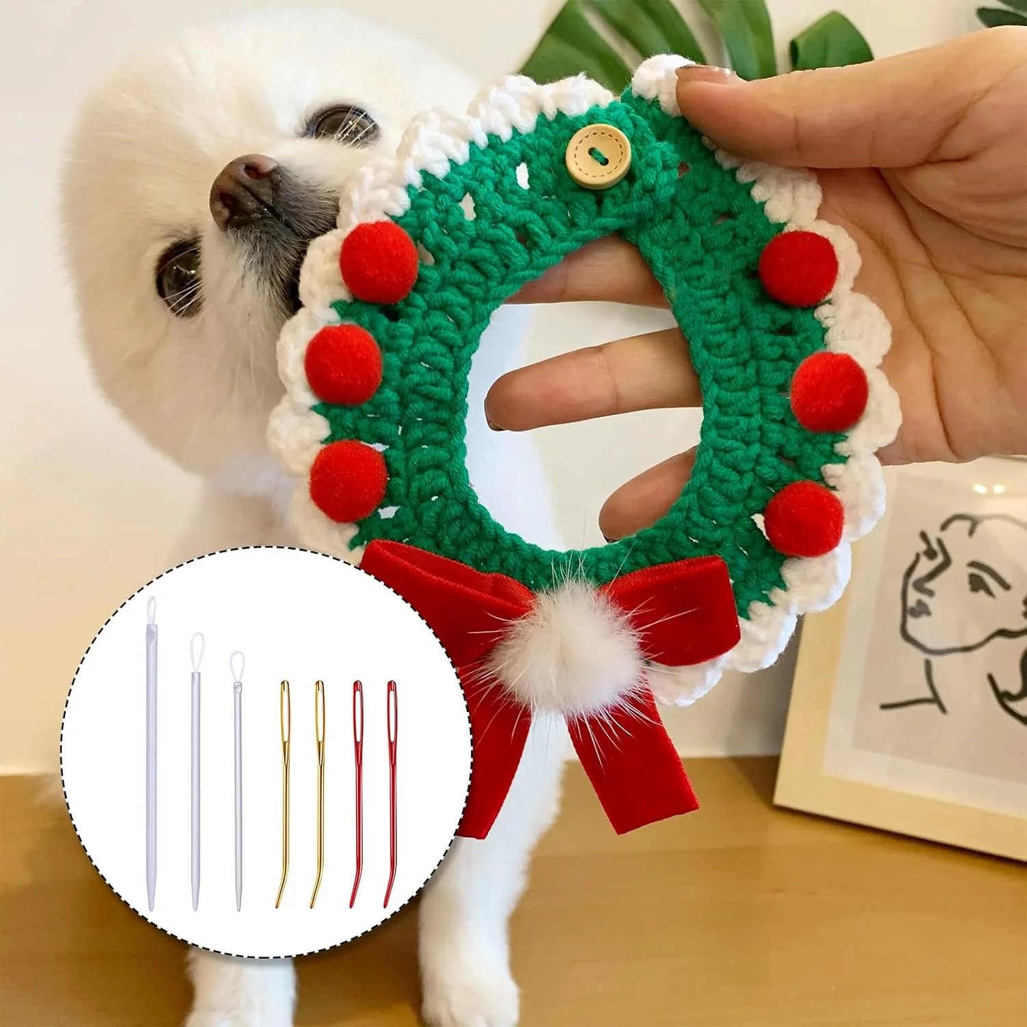 سوزن های ضخیم چشم بزرگ ReaJoys، 7 عدد سوزن لحاف دوزی خمیده نخ، سوزن خیاطی دستی ملیله آلومینیومی برای بافتنی قلاب بافی پشمی DIY