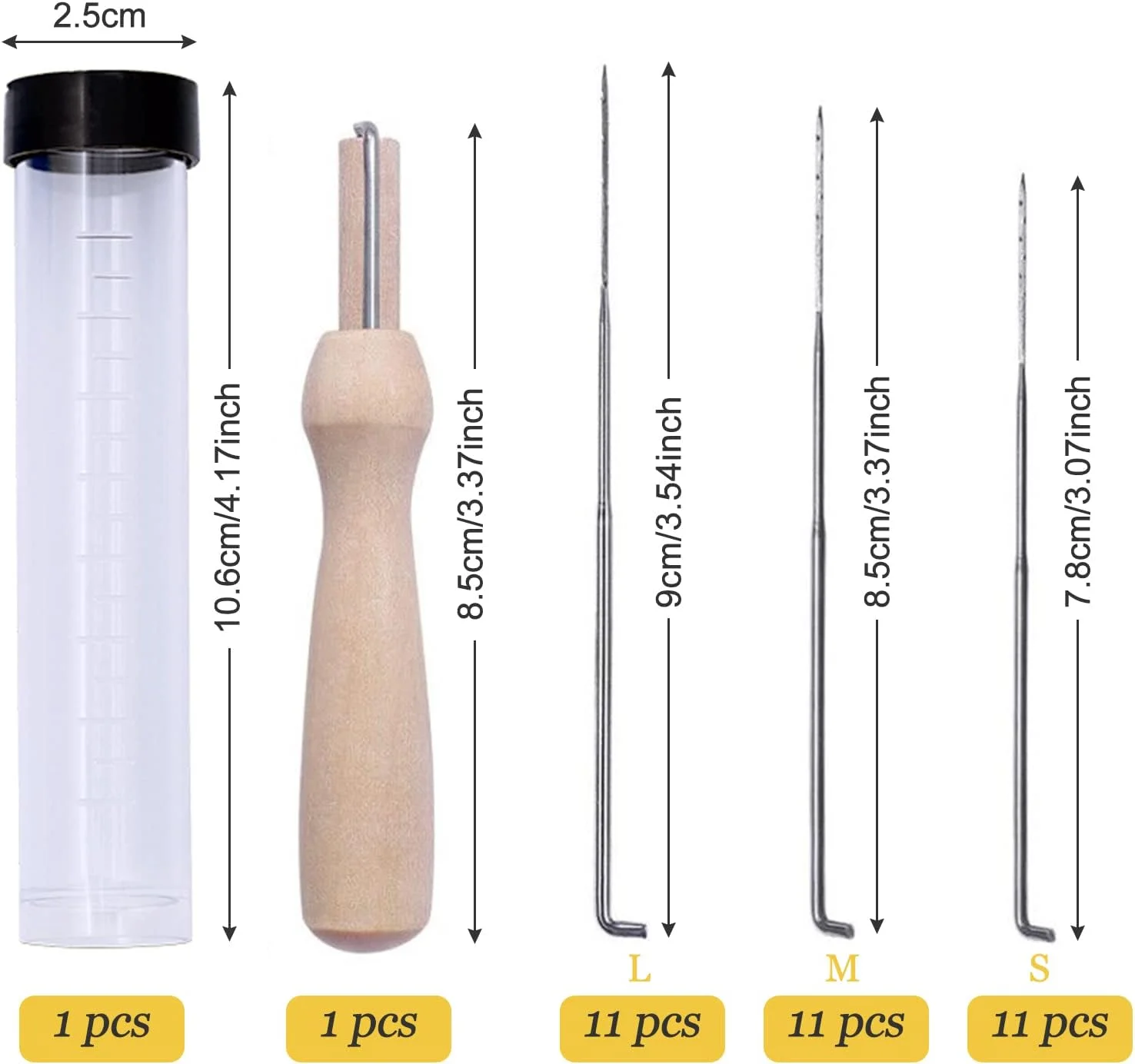 مجموعه سوزن نمد دوزی Redamancy، 35 تکه، 3 سایز، سوزن های نمد دوزی با دسته چوبی نمدی و 1 بطری شفاف، کیت استارتر نمد دوزی، ابزار پانچ بخیه نمدی مبتدی