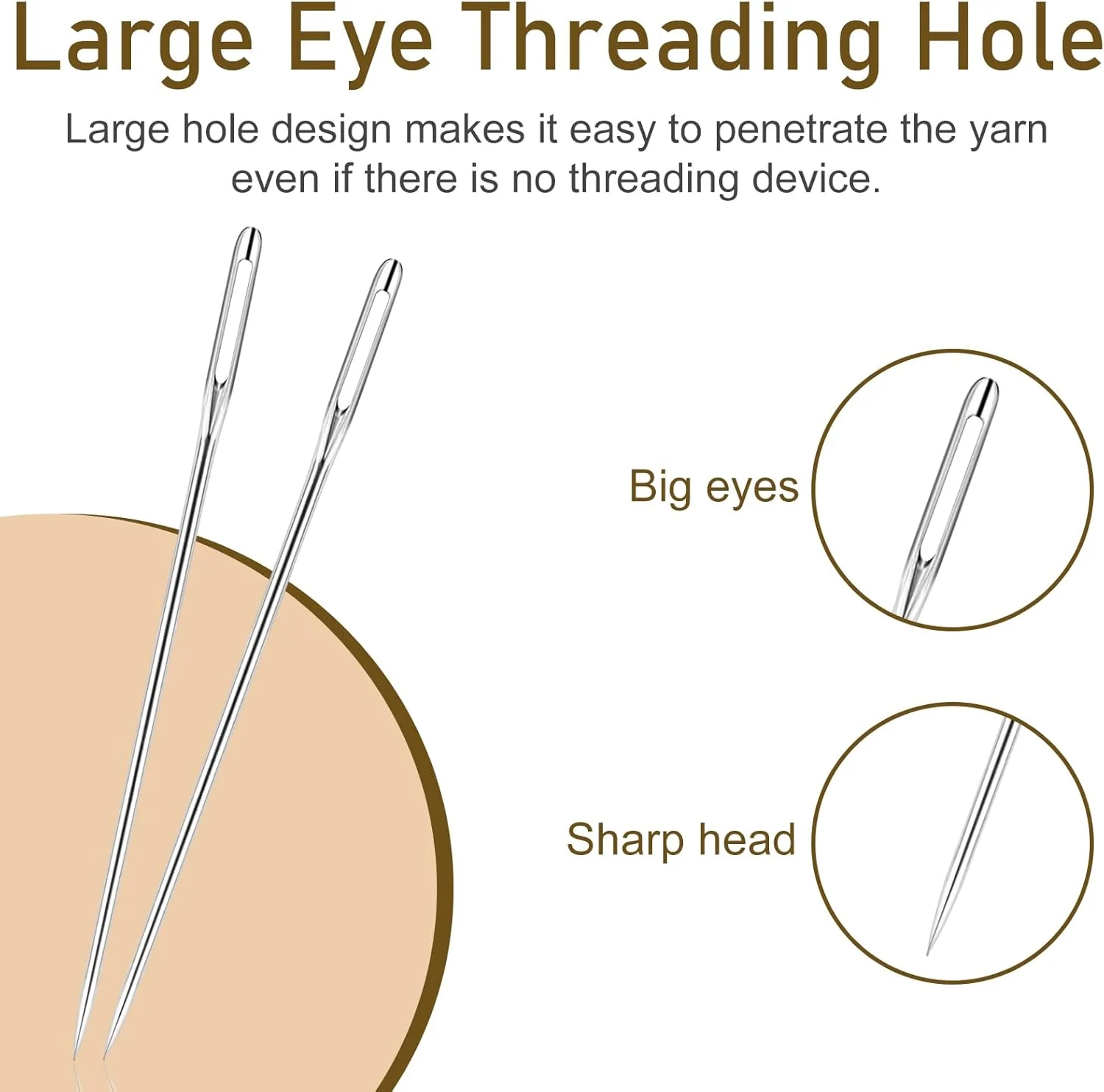 سوزن های گلدوزی دستی با کیفیت RITDVNI، 50 سوزن خیاطی برای تعمیرات خیاطی، سایزهای مختلف، سوزن های گلدوزی چشم بزرگ برای خیاطی دستی