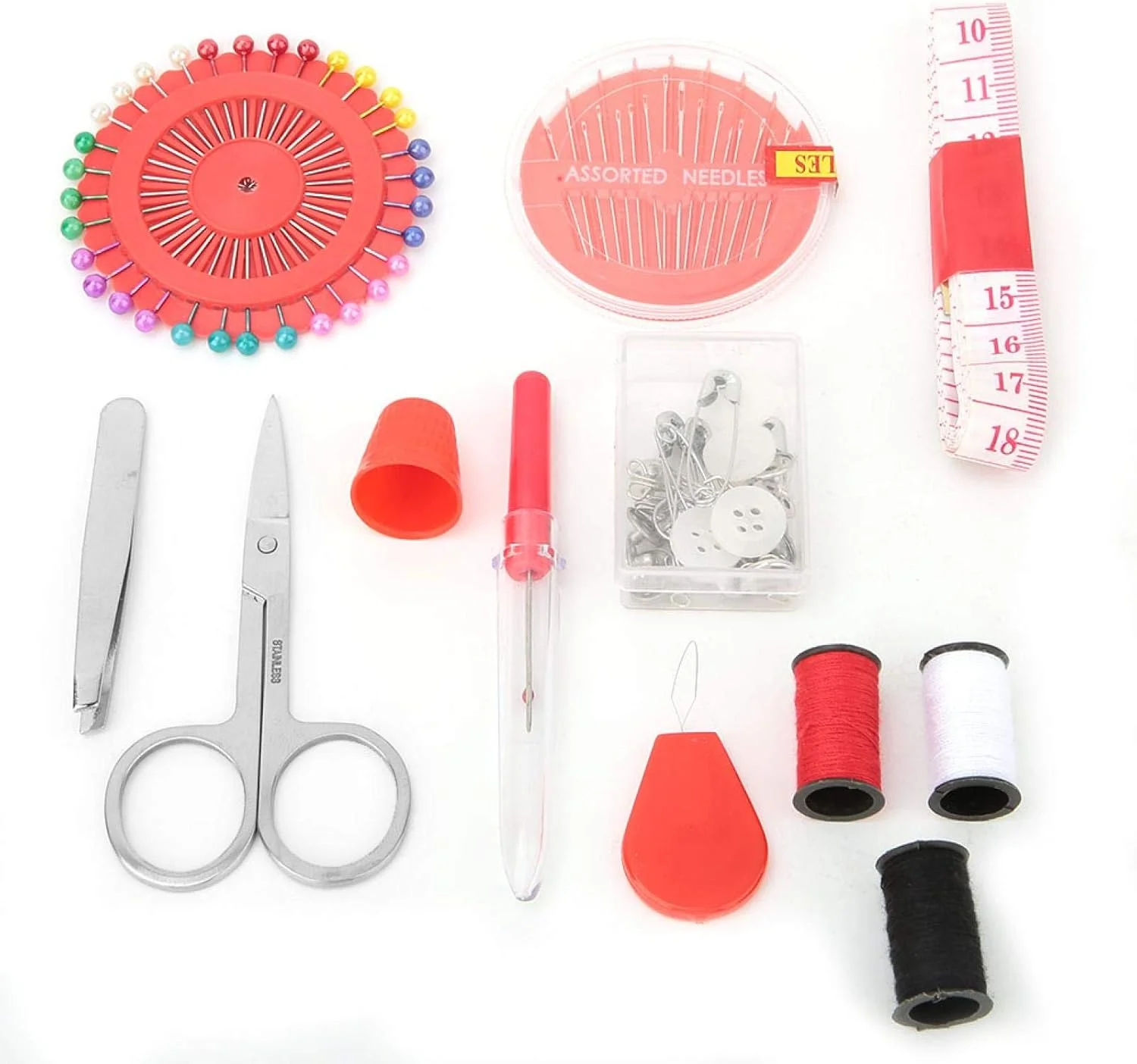 جعبه خیاطی فشرده Raitron، سوزن دوزی، جعبه حلبی، سوزن های متنوع، مناسب برای مسافرت، ابزار DIY خانگی، ابزار صنایع دستی سوزنی (رنگ: پیش فرض)