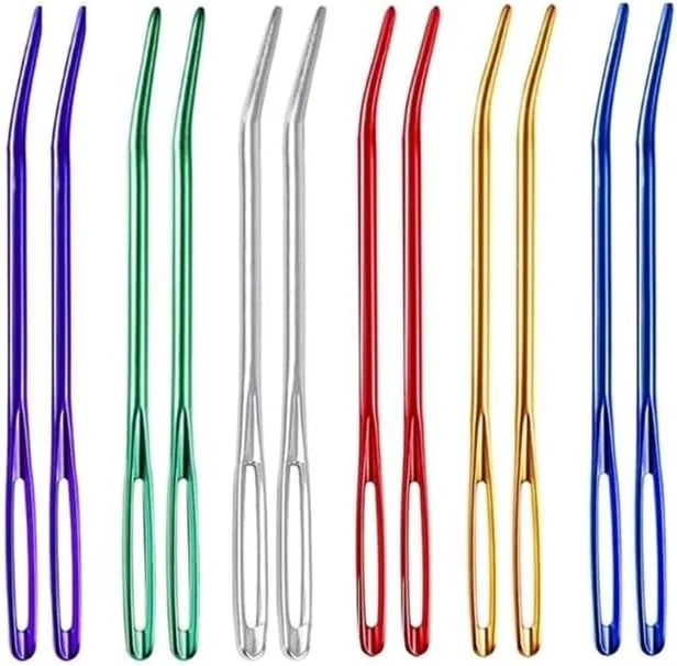 سوزن چشم بزرگ RALIYATX، مجموعه سوزن خیاطی، سوزن چشم درشت، سوزن گلدوزی، سوزن خمیده، نخ، سوزن رفو برای پشم، خیاطی، بافندگی، قلاب بافی - بنفش