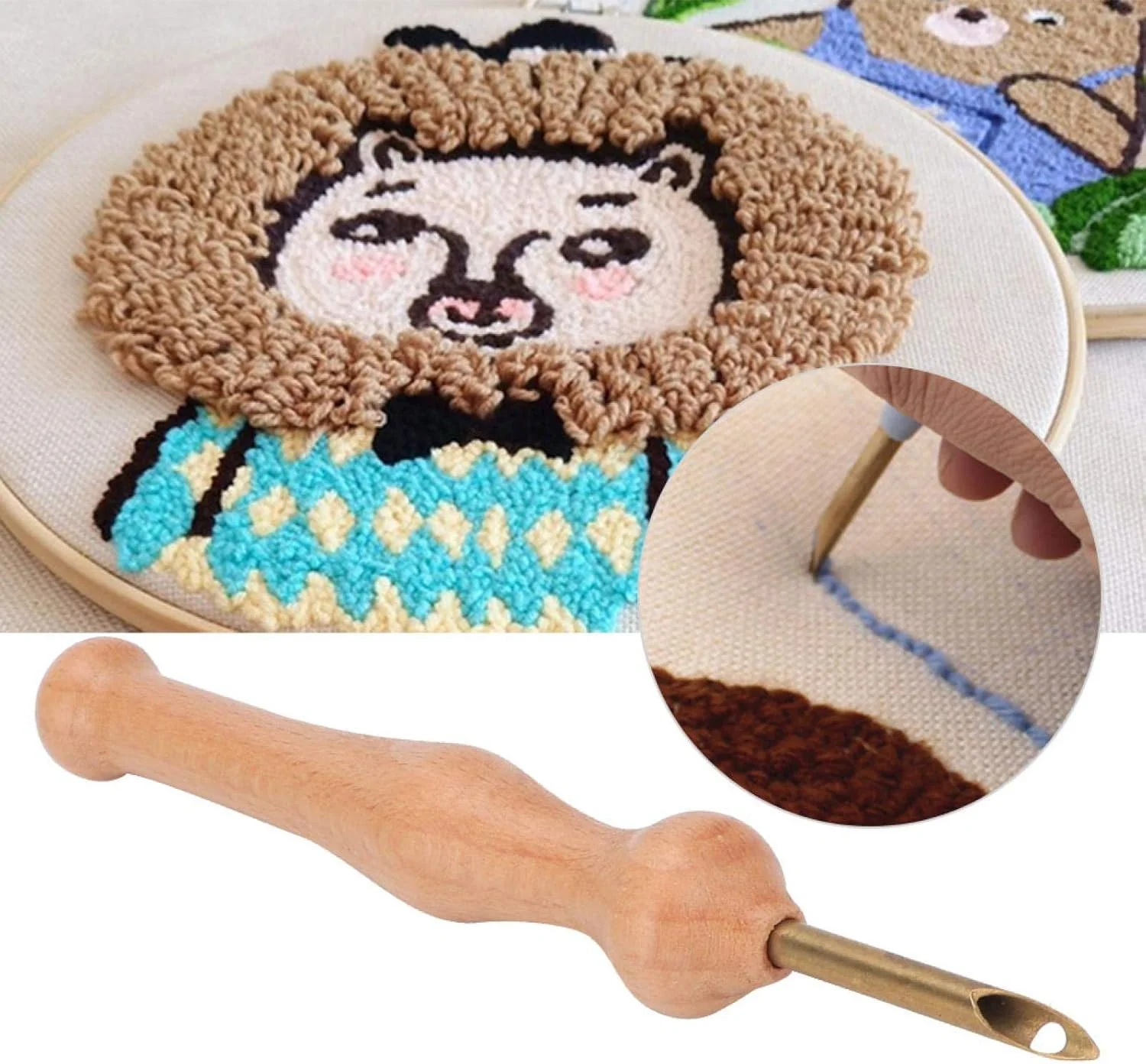 ابزار بافت رایتون دسته چوبی ست نمد دوزی سوزنی کوک متقاطع برای ابزارهای گلدوزی صنایع دستی DIY