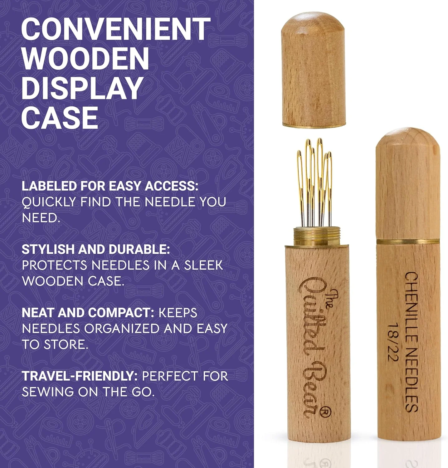 سوزنهای شنل طلایی چشم خرسی لحافی سایزهای 18/20/22 - 6 سوزن شنل نوک تیز چشم بزرگ در جعبه چوبی حکاکی شده ممتاز برای خیاطی دستی و گلدوزی (سایزهای 18/20/22) سوزنهای شنل طلایی چشم خرسی لحافی سایزهای 18/20/22 - 6 سوزن شنل نوک تیز چشم بزرگ در جعبه چوبی حکاکی شده ممتاز برای خیاطی دستی و گلدوزی (سایزهای 18/20/22)