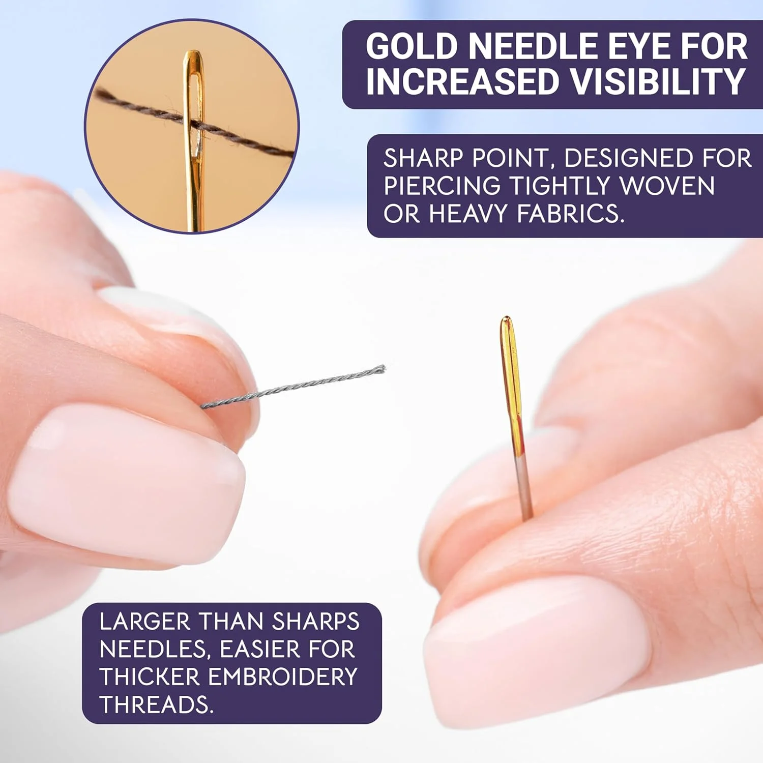 سوزنهای شنل طلایی چشم خرسی لحافی سایزهای 18/20/22 - 6 سوزن شنل نوک تیز چشم بزرگ در جعبه چوبی حکاکی شده ممتاز برای خیاطی دستی و گلدوزی (سایزهای 18/20/22) سوزنهای شنل طلایی چشم خرسی لحافی سایزهای 18/20/22 - 6 سوزن شنل نوک تیز چشم بزرگ در جعبه چوبی حکاکی شده ممتاز برای خیاطی دستی و گلدوزی (سایزهای 18/20/22)