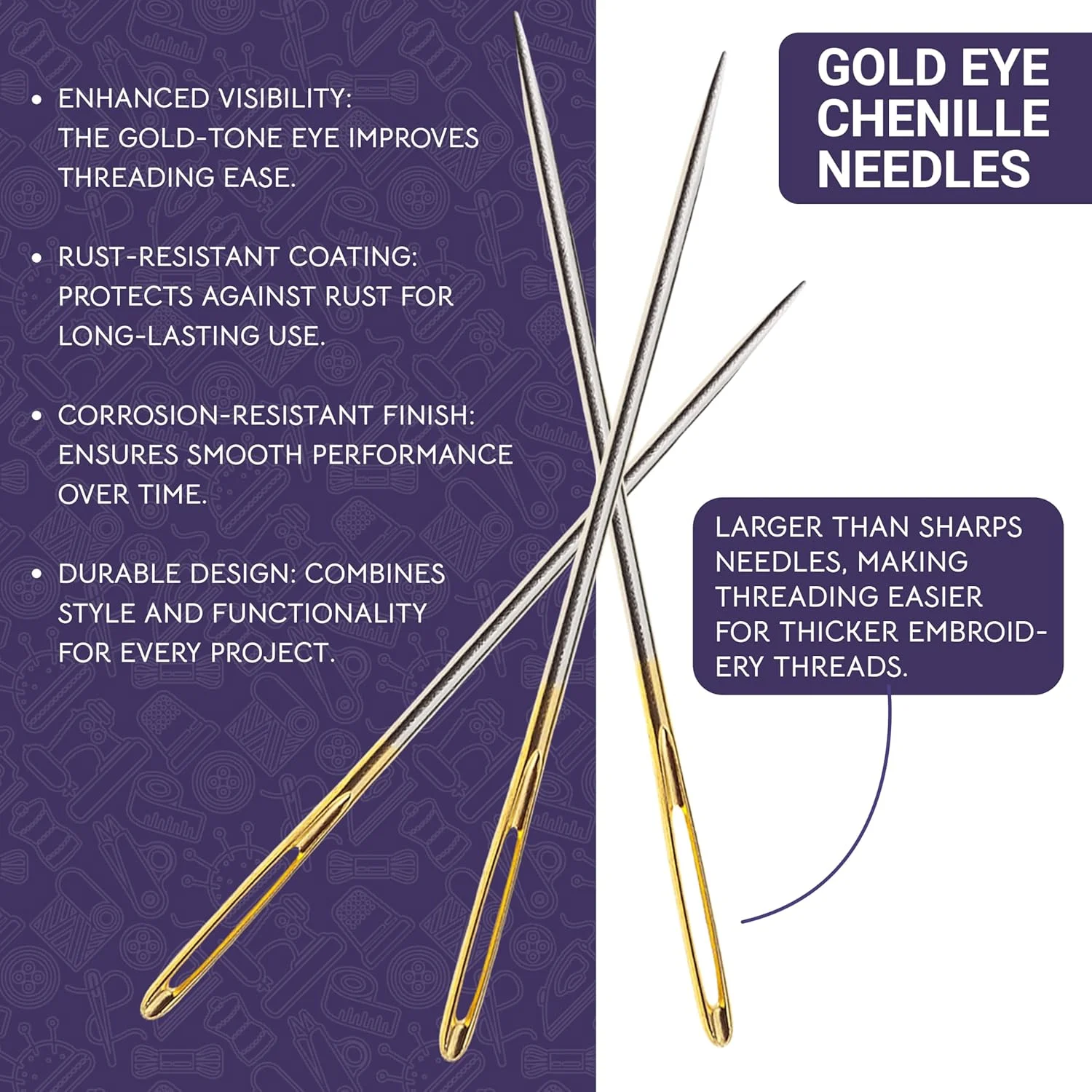 سوزنهای شنل طلایی چشم خرسی لحافی سایزهای 18/20/22 - 6 سوزن شنل نوک تیز چشم بزرگ در جعبه چوبی حکاکی شده ممتاز برای خیاطی دستی و گلدوزی (سایزهای 18/20/22) سوزنهای شنل طلایی چشم خرسی لحافی سایزهای 18/20/22 - 6 سوزن شنل نوک تیز چشم بزرگ در جعبه چوبی حکاکی شده ممتاز برای خیاطی دستی و گلدوزی (سایزهای 18/20/22)