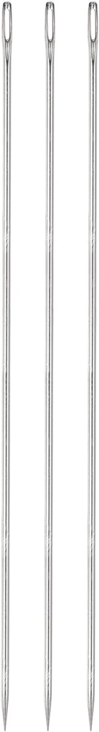 سوزن های روکش دوزی QUARKZMAN، 3 عدد سوزن با چشمی بزرگ، فوق العاده بلند 10 اینچی، سوزن خیاطی دستی مستقیم، نخ کردن آسان، فولاد ضد زنگ برای مبلمان چرمی