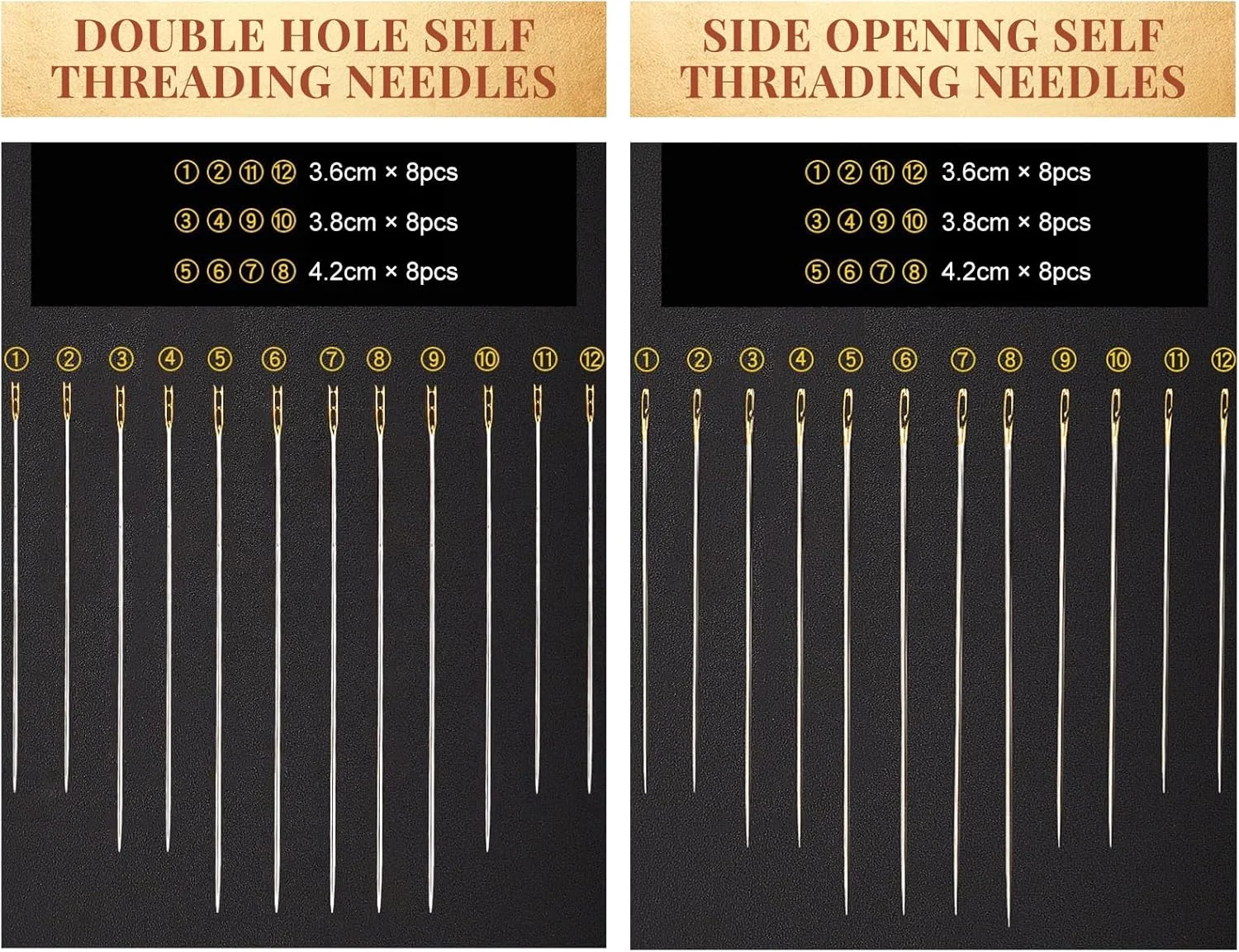 سوزن های خود نخ Quelcc در 3 سایز، 48 عدد سوزن خیاطی آسان یک ثانیه ای، سوزن های خیاطی دستی با جعبه سوزن چوبی و 1 انگشتانه برای خیاطی، سوزن دوزی و گلدوزی DIY سوزن های خود نخ Quelcc در 3 سایز، 48 عدد سوزن خیاطی آسان یک ثانیه ای، سوزن های خیاطی دستی با جعبه سوزن چوبی و 1 انگشتانه برای خیاطی، سوزن دوزی و گلدوزی DIY