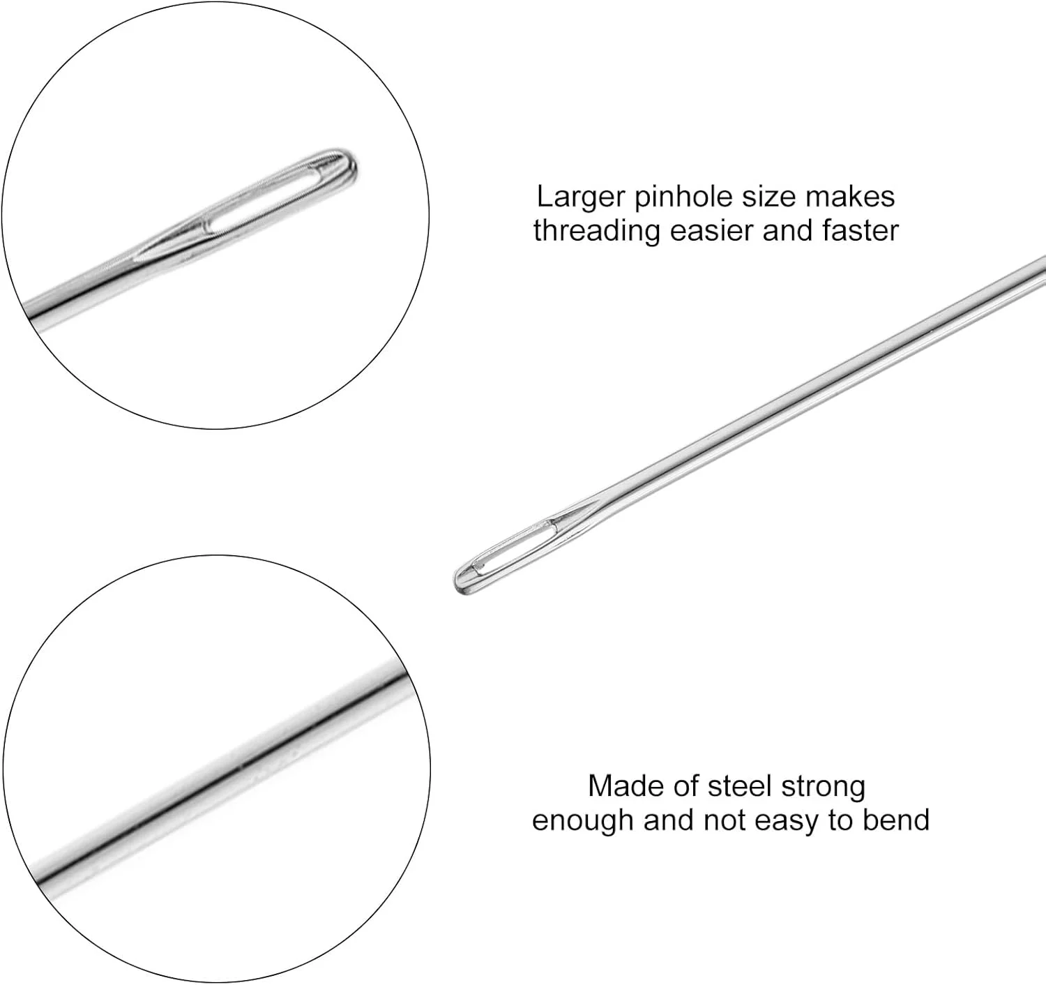 سوزن های خیاطی دستی بلند QUARKZMAN، طول 12 اینچ، سوزن های چشم بزرگ برای روکش، خیاطی چرم، پروژه های صنایع دستی خانگی، تعمیر خیاطی