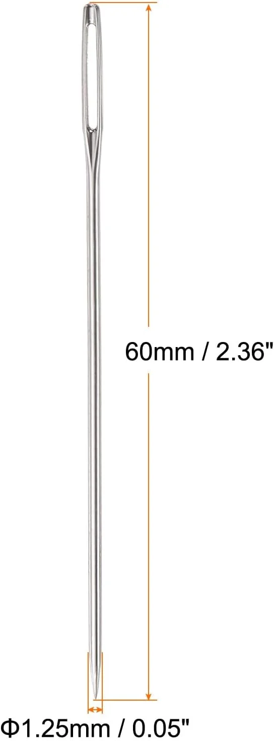 سوزن های چشم بزرگ QUARKZMAN 60 عددی 2.36 اینچی، سوزن خیاطی دستی از جنس استیل ضد زنگ، سوزن گلدوزی برای چرم دوزی و کوک ضربدری