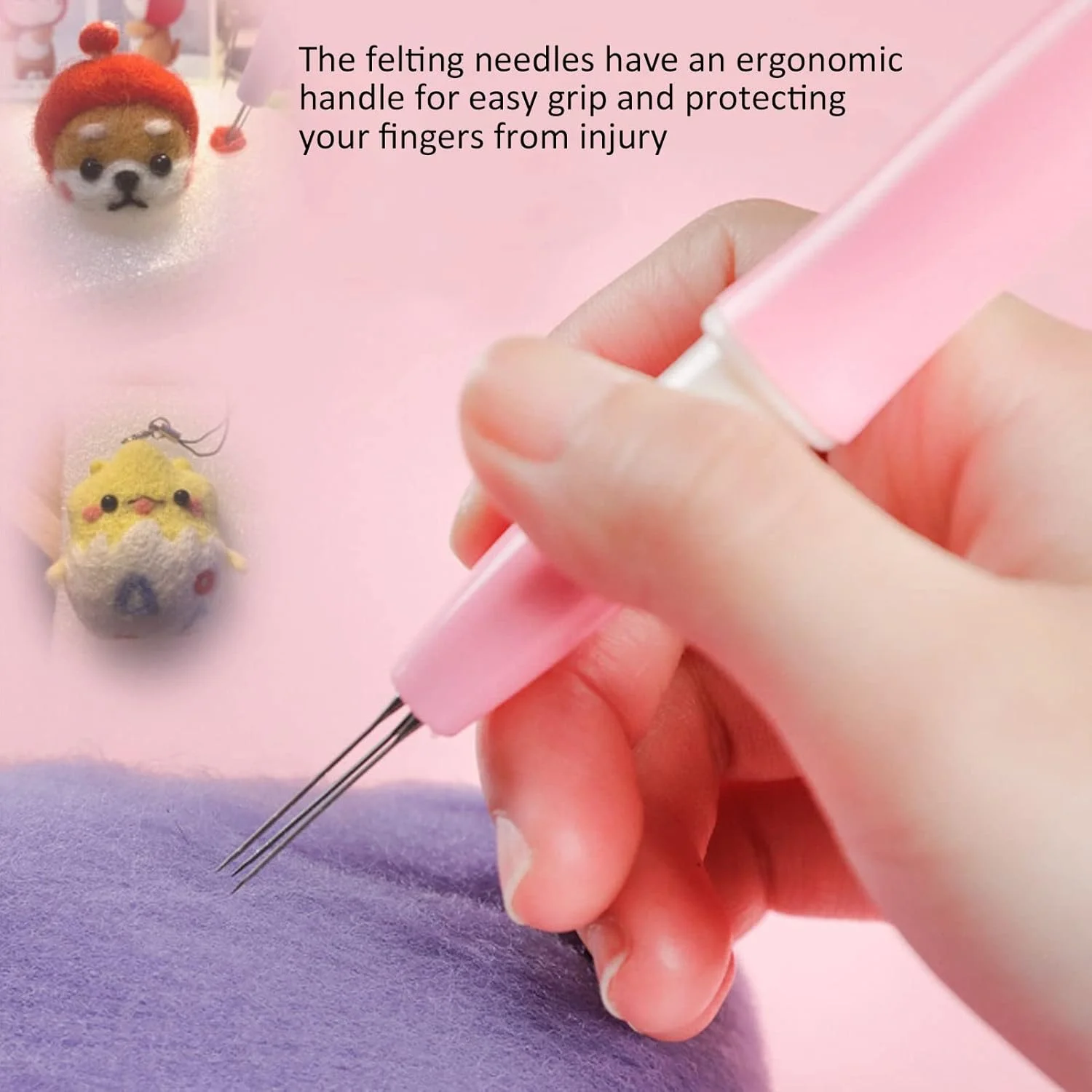 ابزار نمد دوزی سوزنی قلمی QUAEDING با 3 سوزن، کیت شروع نمد دوزی برای صنایع دستی تکه دوزی DIY، ساخت حیوانات نمدی زیبا