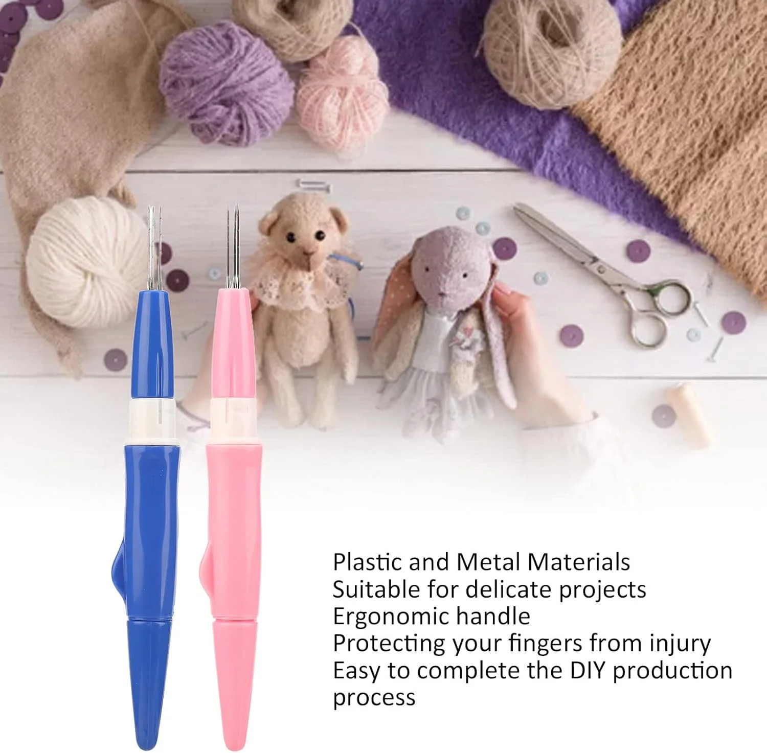 ابزار نمد دوزی سوزنی قلمی QUAEDING با 3 سوزن، کیت شروع نمد دوزی برای صنایع دستی تکه دوزی DIY، ساخت حیوانات نمدی زیبا