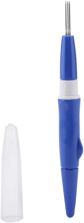 ابزار پانچ سوزنی گلدوزی نمدی، قلم پانچ سوزنی به همراه 3 سوزن ظریف، مناسب برای کارهای دستی (آبی)
