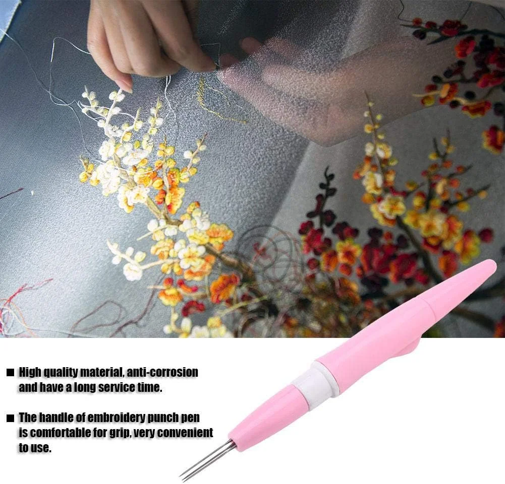 قلم سوزن‌دوزی پشمی Pssopp، لوازم سوزن‌دوزی پشمی، قلم گلدوزی، قلم پانچ سوزن‌دوزی با 3 سوزن ظریف، ابزار ست برای کاردستی DIY (صورتی)