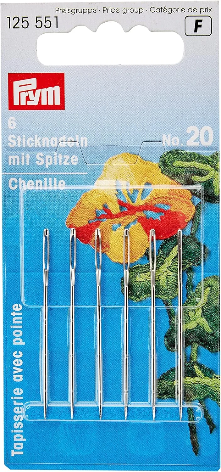 سوزن های گلدوزی شنل نوک تیز پریْم PRYM_125551-1 شماره 20 نقره ای با چشم طلایی 1.00 x 43 میلی متر سوزن های گلدوزی شنل نوک تیز پریْم PRYM_125551-1 شماره 20 نقره ای با چشم طلایی 1.00 x 43 میلی متر