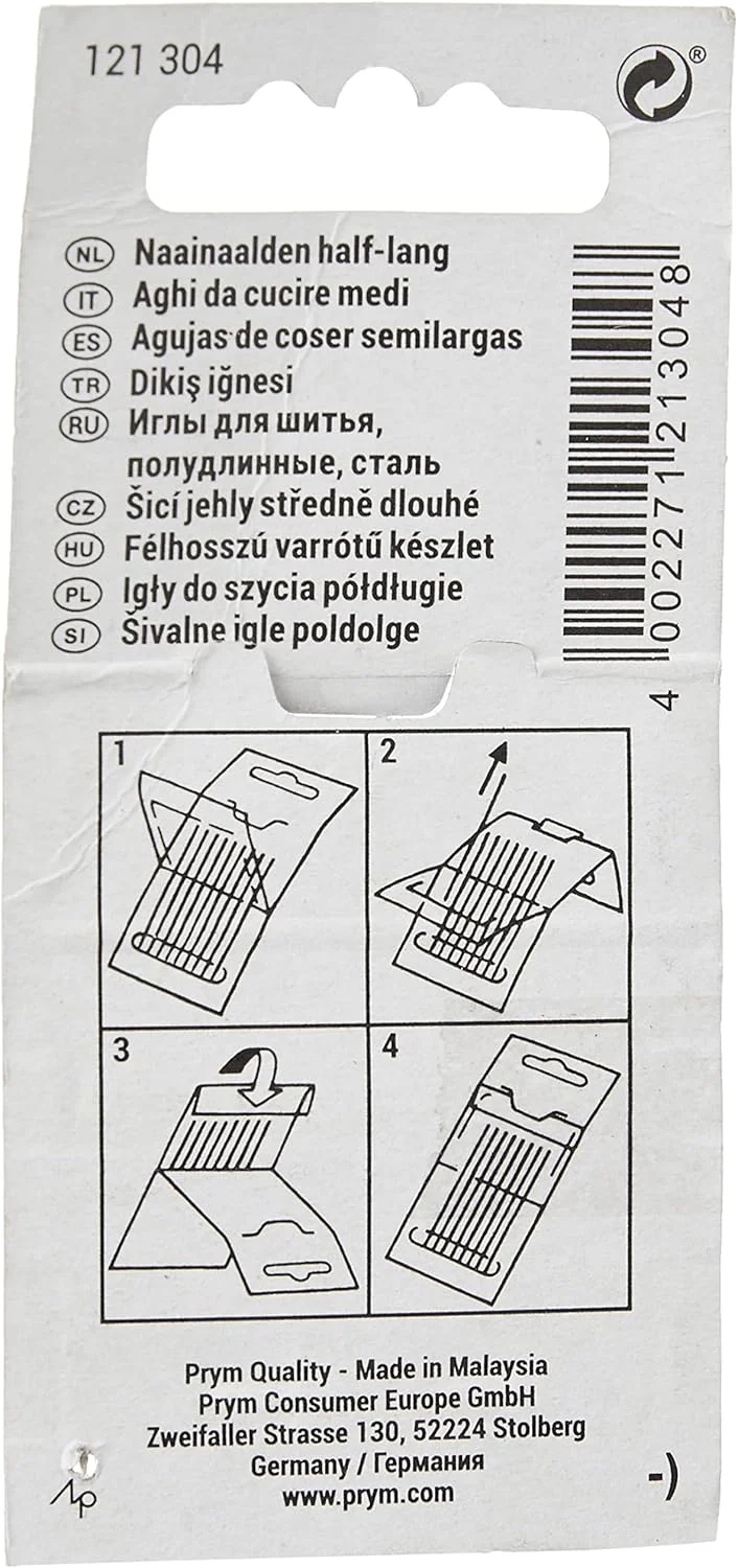 سوزن های خیاطی دستی Prym 0.60 x 28 میلی متر، مدل Betweens، نقره ای/طلایی