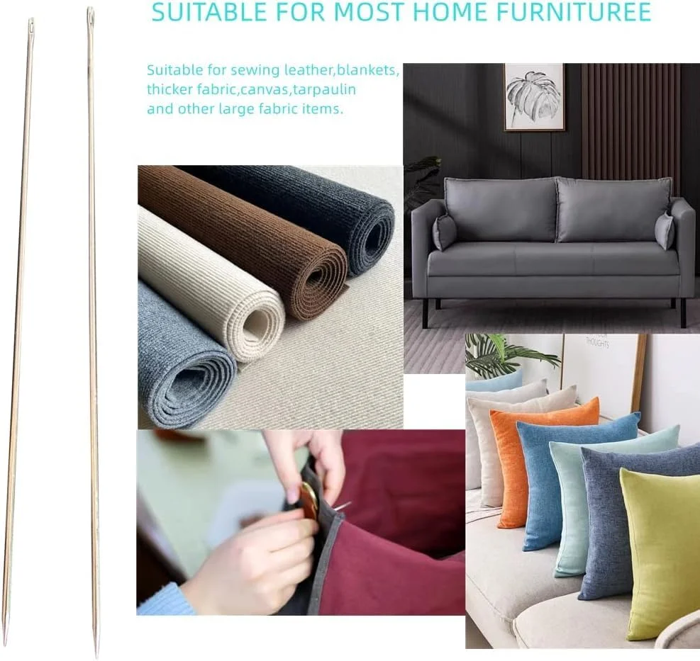سوزن اثاثه یا لوازم داخلی حرفه ای با ضخامت 3 میلی متر، سوزن های خیاطی دستی چشم بزرگ برای پروژه های دوخت و صنایع دستی. (12 اینچ X 1)