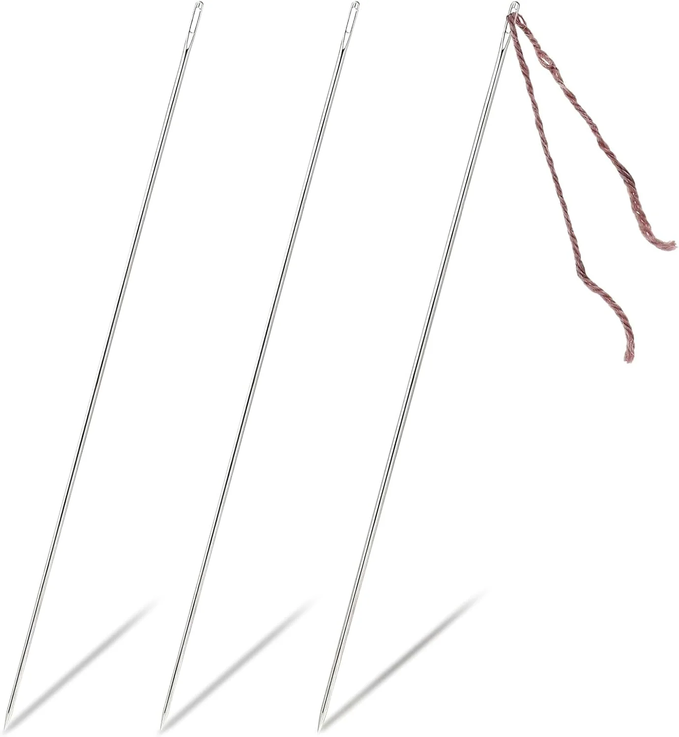 3 عدد سوزن خیاطی دستی چشم بزرگ، سوزن های حرفه ای روکش دوزی، سوزن های گلدوزی، سوزن بستن برای پروژه های صنایع دستی خانگی و عروسک سازی