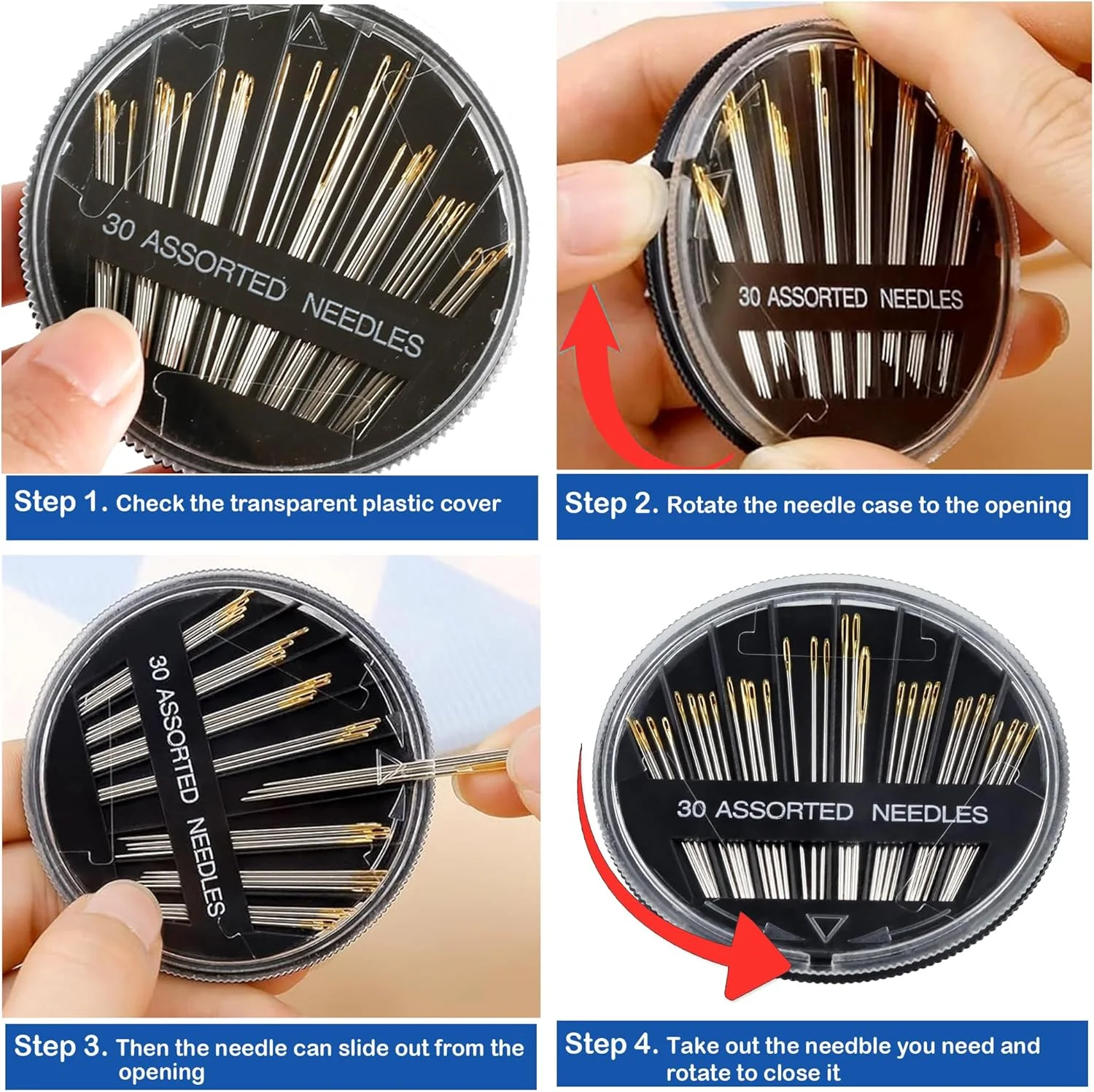 بسته 68 عددی سوزن خیاطی ممتاز برای تعمیرات خیاطی دستی، 12 سایز سوزن متنوع به همراه 4 سوزن نخ کن و 4 نشانگر بخیه (هدیه رایگان با رنگ های تصادفی). سوزن های بخیه، سوزن های گلدوزی، سوزن های تیز خیاطی