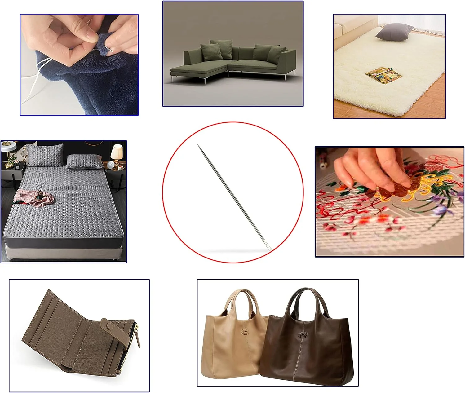 سوزن بلند 10 اینچی حرفه ای روکش مبلمان با سوراخ بزرگ و نخ کردن آسان، مناسب برای بافت مبلمان، چرم دوزی دستی (10 اینچ)