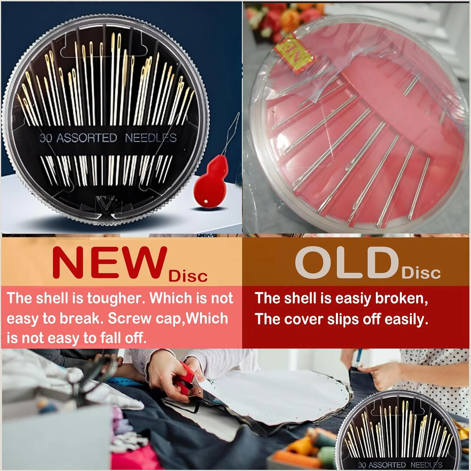 بسته 68 عددی سوزن خیاطی ممتاز برای تعمیرات خیاطی دستی، 12 سایز سوزن متنوع به همراه 4 سوزن نخ کن و 4 نشانگر بخیه (هدیه رایگان با رنگ های تصادفی). سوزن های بخیه، سوزن های گلدوزی، سوزن های تیز خیاطی