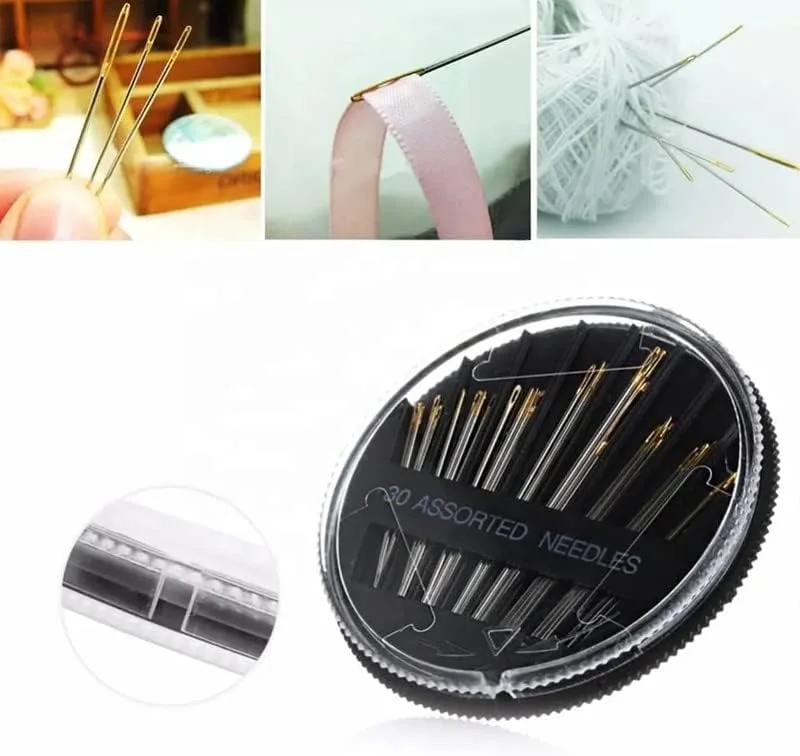 سوزن های ممتاز Needls، سوزن های خیاطی برای خیاطی دستی، بسته 30 عددی سوزن های متنوع با 2 سوزن نخ کن، سوزن های خیاطی، سوزن، 6 طول، سوزن های گلدوزی با سوراخ بزرگ، سوزن های بخیه چشم بزرگ