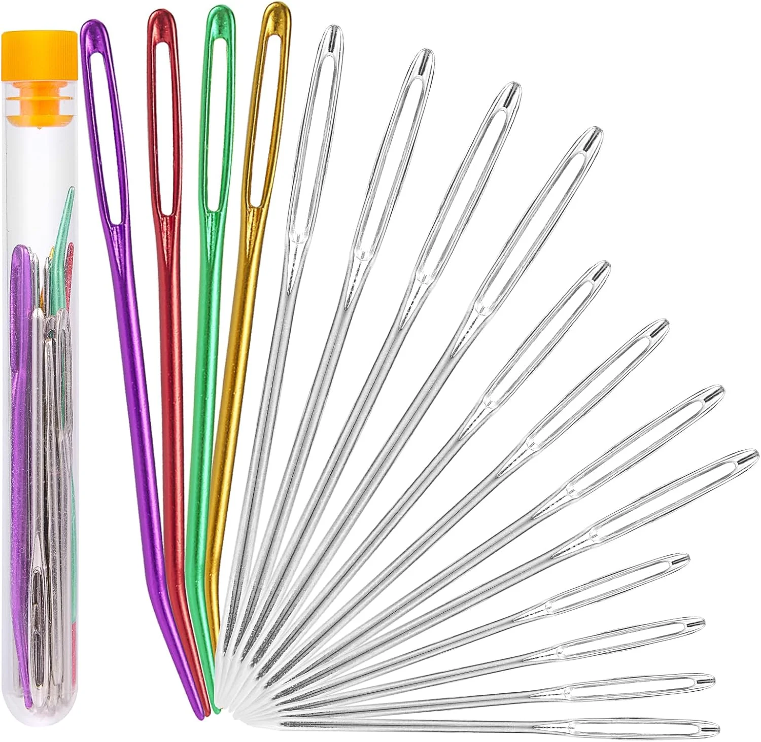 سوزن های ضخیم بزرگ پراساکو 16 عددی، سوزن های بافندگی نخ استیل ضد زنگ، سوزن های خیاطی، سوزن های کوبلن چشم بزرگ، سوزن پشمی، سوزن های بافندگی دستی، سوزن های ملیله دوزی برای دوختن قلاب بافی