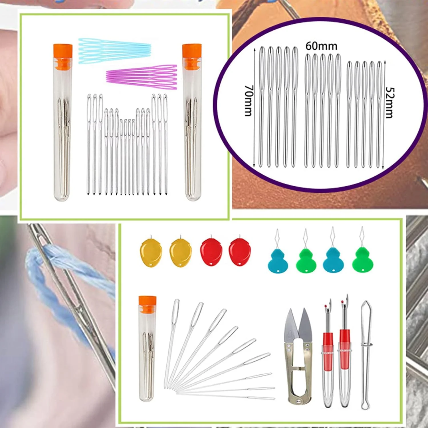 سوزن های گلدوزی چشم بزرگ حرفه ای، سوزن های خیاطی دستی ممتاز برای تعمیرات اضطراری خانگی و فضای باز، لوازم خیاطی، سوزن های چشم بزرگ برای نخ، صنایع دستی خیاطی دستی