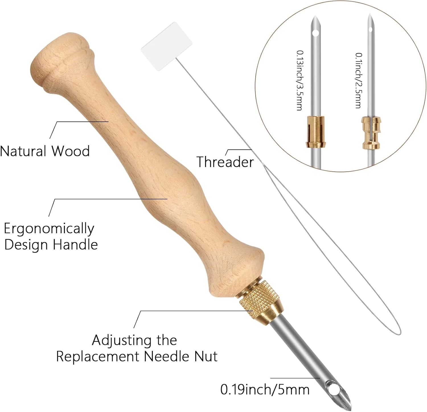 ست سوزن پانچ Pllieay 23 تکه، 2 نوع ست سوزن پانچ برای مبتدیان بزرگسال، ست تافتینگ فرش، سوزن پانچ نخ فرش قابل تنظیم با دسته چوبی و پلاستیکی، قلم گلدوزی برای نخ گلدوزی و کوک متقاطع