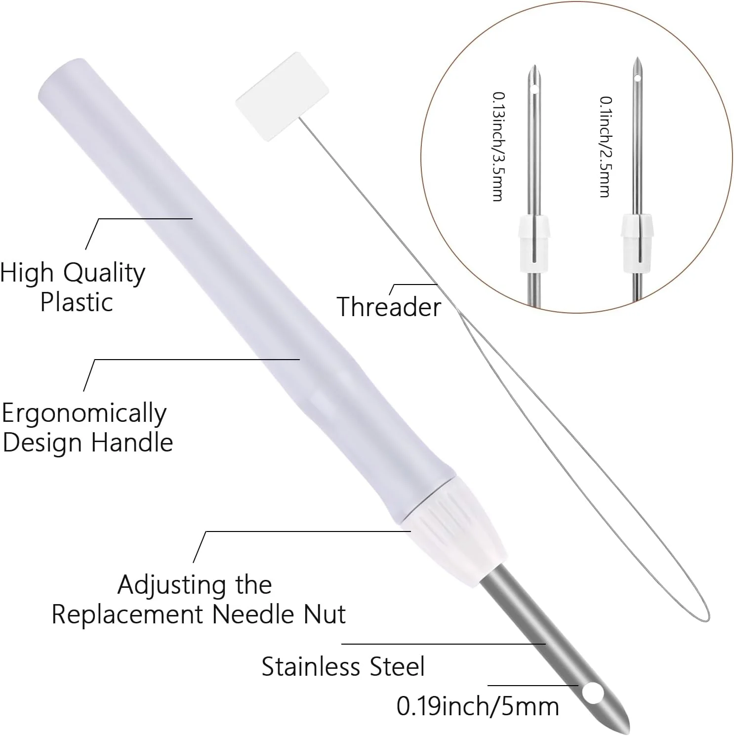 ست سوزن پانچ Pllieay 23 تکه، 2 نوع ست سوزن پانچ برای مبتدیان بزرگسال، ست تافتینگ فرش، سوزن پانچ نخ فرش قابل تنظیم با دسته چوبی و پلاستیکی، قلم گلدوزی برای نخ گلدوزی و کوک متقاطع