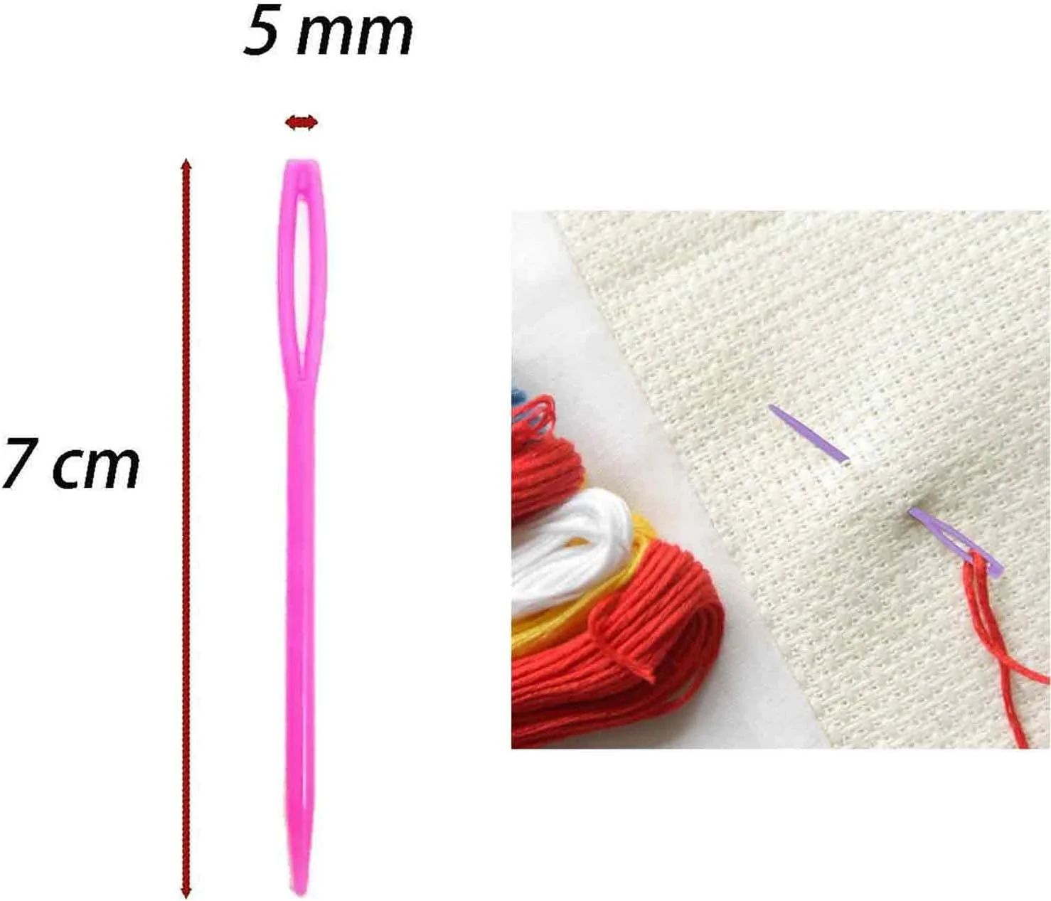 100 عدد سوزن پلاستیکی خیاطی، سوزن های نخ بزرگ برای کودکان، سوزن های خیاطی دستی و بافندگی برای کاردستی، DIY و رفو، سوزن های پلاستیکی ایمن