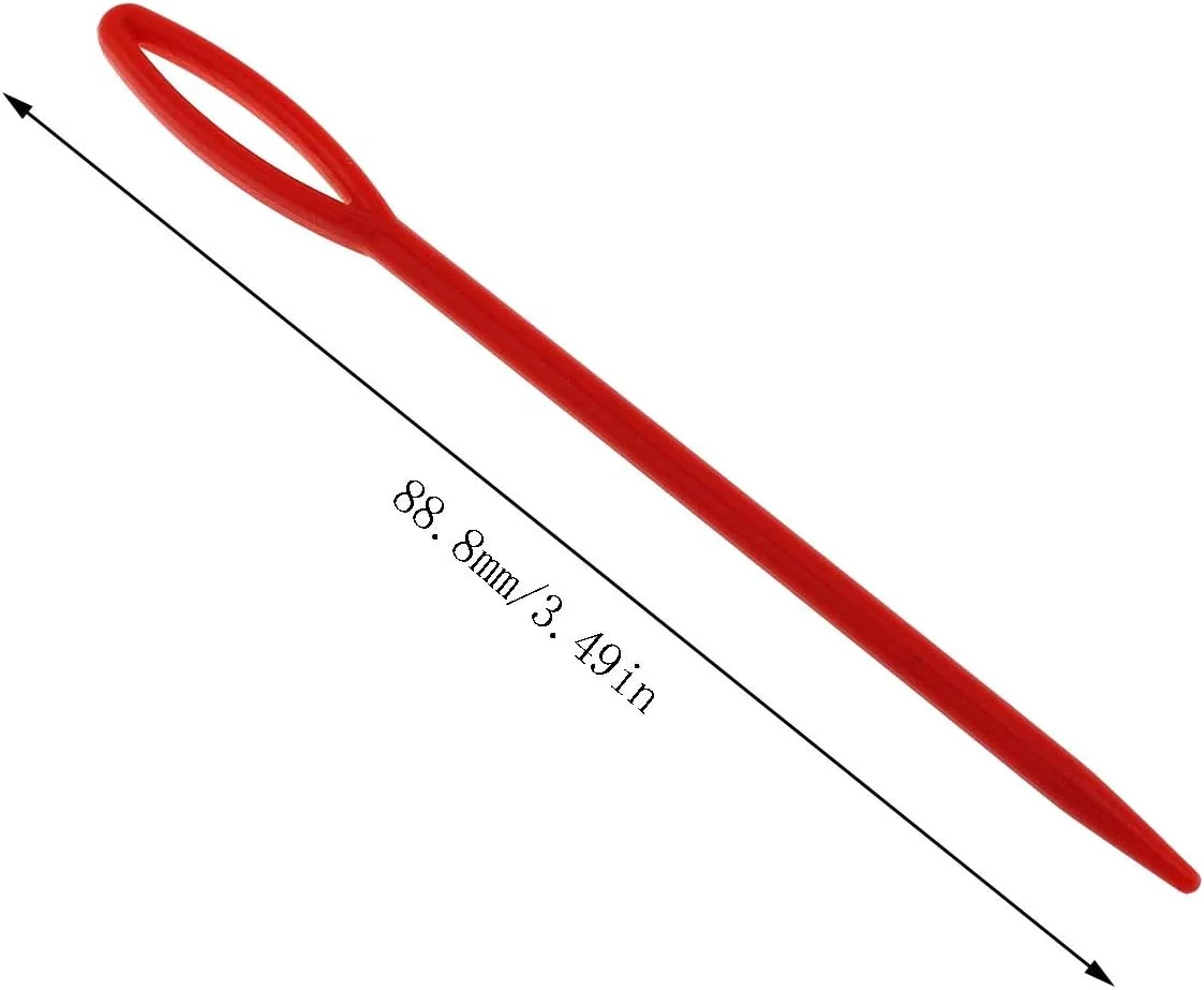 سوزن پلاستیکی خیاطی 50 عددی 3 1/2 اینچی، سوزن های بندبازی پلاستیکی رنگارنگ با چشم بزرگ ایمن برای خیاطی و صنایع دستی دست ساز